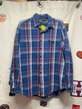 Vintage Polo Ralph Lauren Plaid button-down Blue and Red Checkered Long-Sleeve Shirt: XL