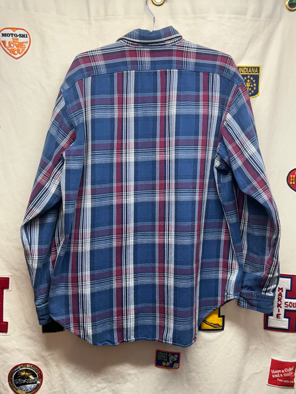 Vintage Polo Ralph Lauren Plaid button-down Blue and Red Checkered Long-Sleeve Shirt: XL