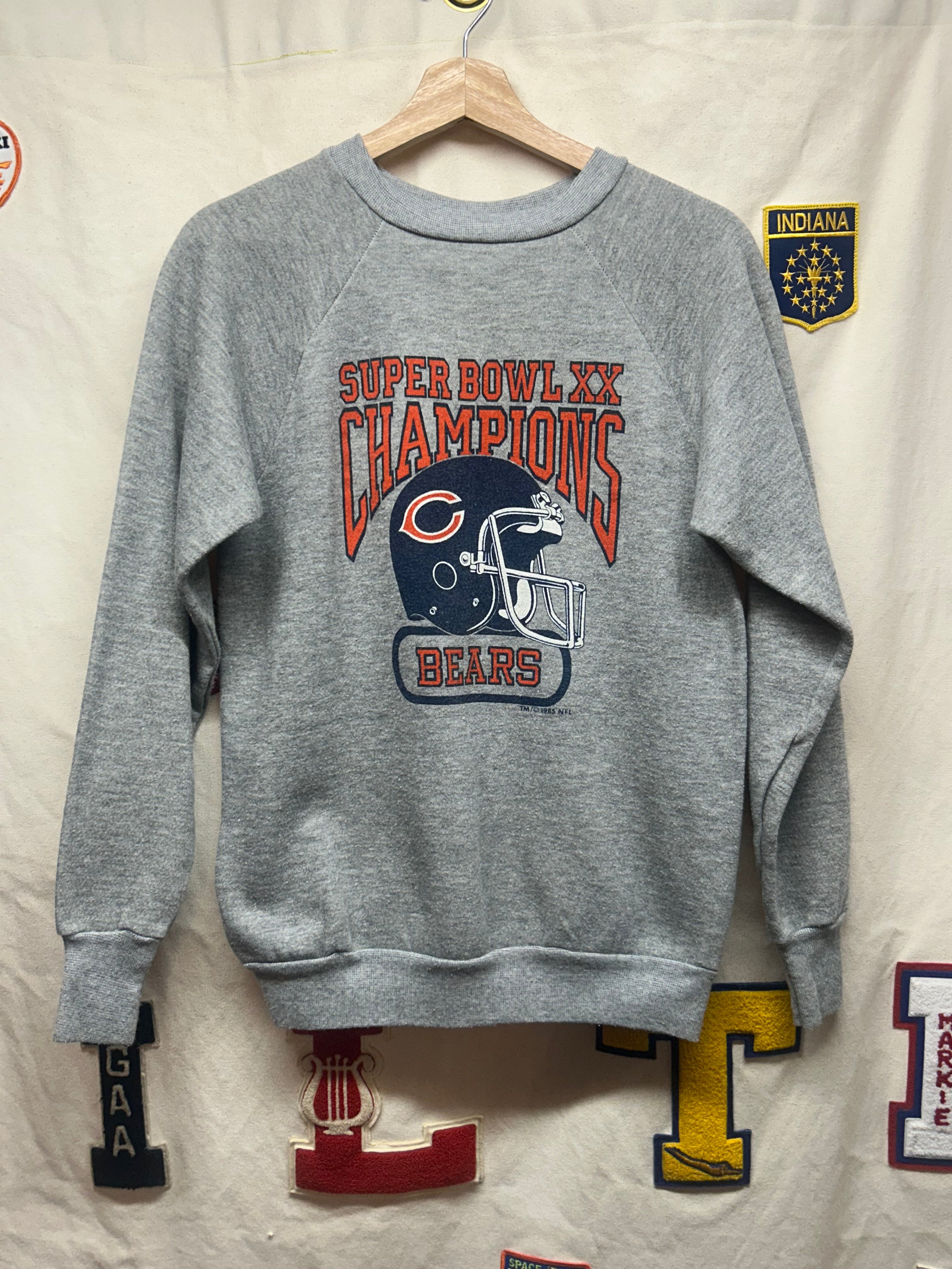 Vintage 1985 Chicago Bears Super Bowl XX Champions Grey Crewneck: Small