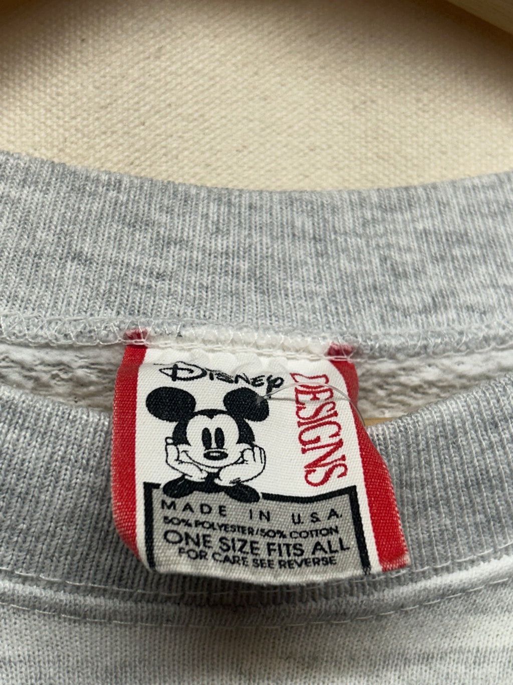 Vintage Mickey Mouse Disney Striped Grey Crewneck: L