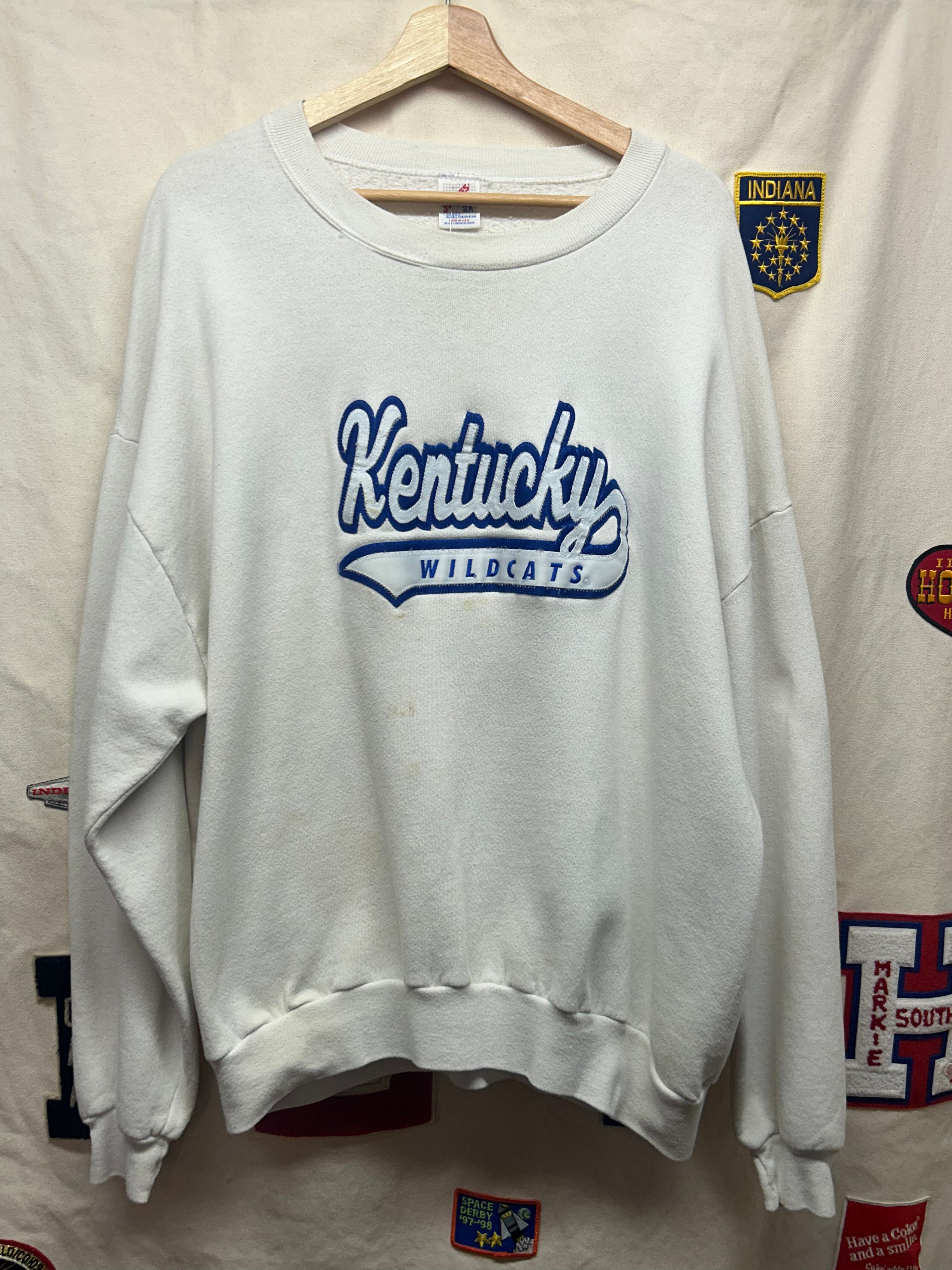 Vintage Kentucky Wildcats UK Jerzees White Crewneck: XXL