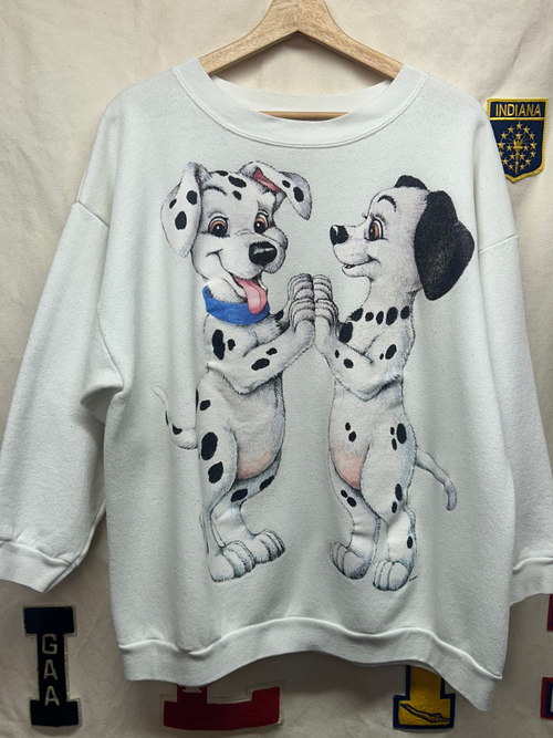 Vintage 101 Dalmatians White 3/4 Sleeve Crewneck: XL