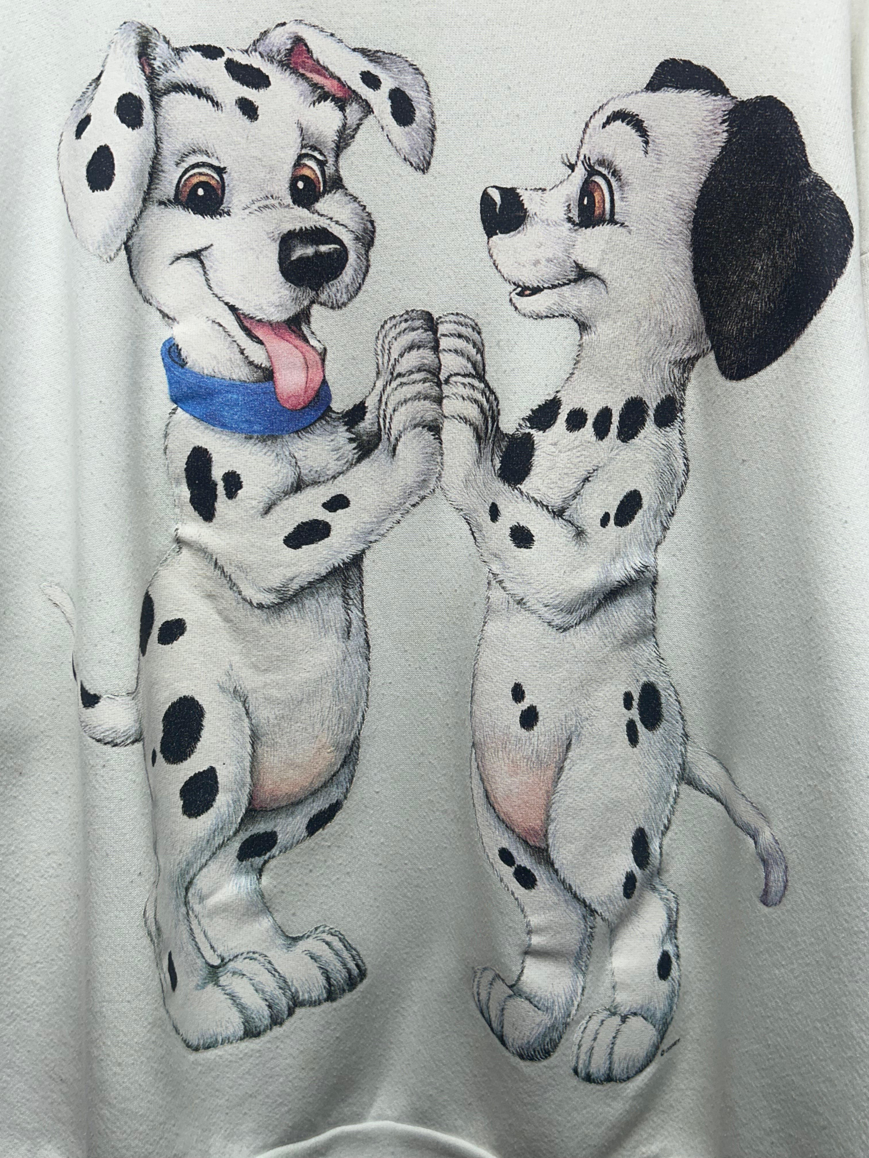 Vintage 101 Dalmatians White 3/4 Sleeve Crewneck: XL
