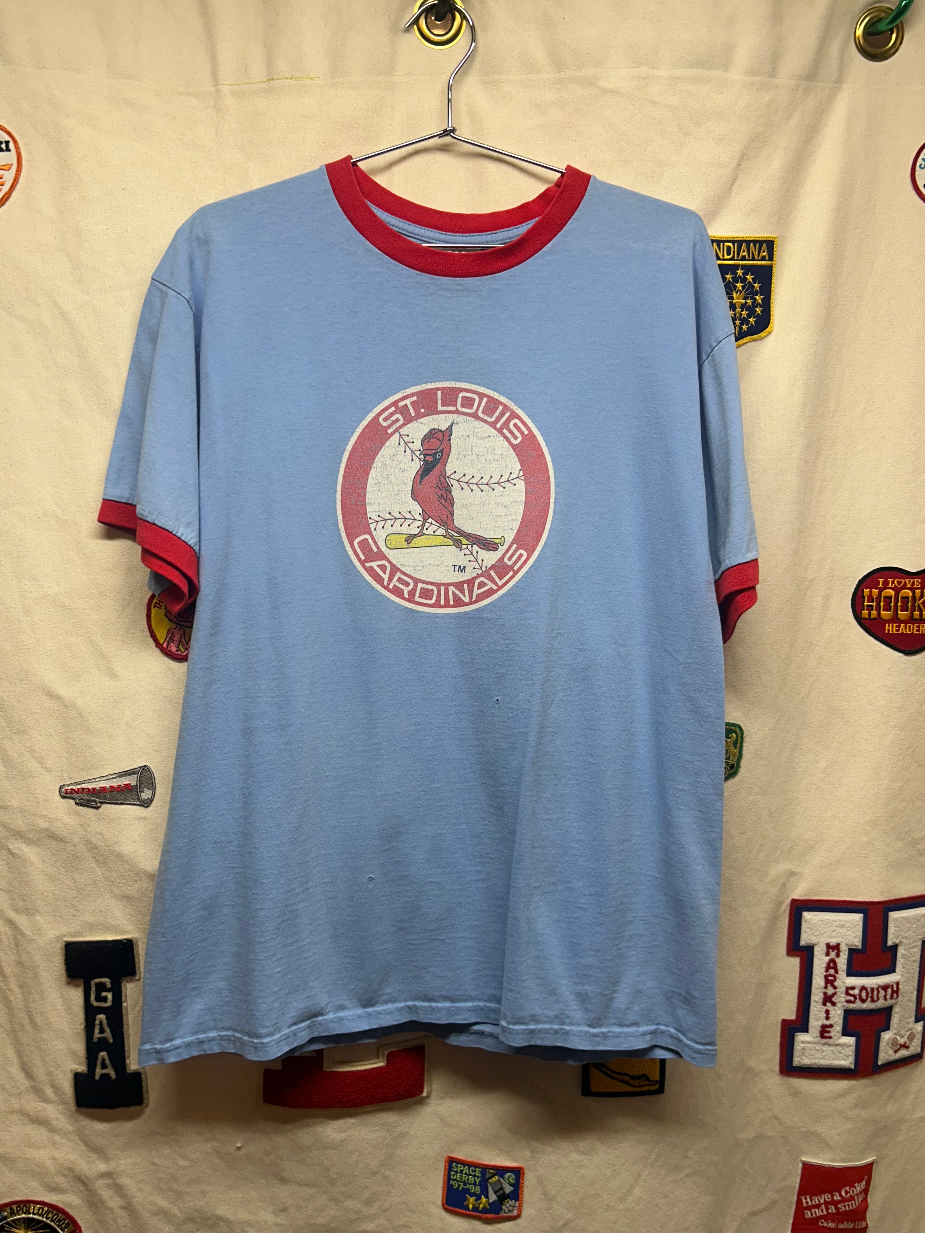 Vintage St. Louis Cardinals Nike Baseball Blue/Red Ringer T-Shirt: L