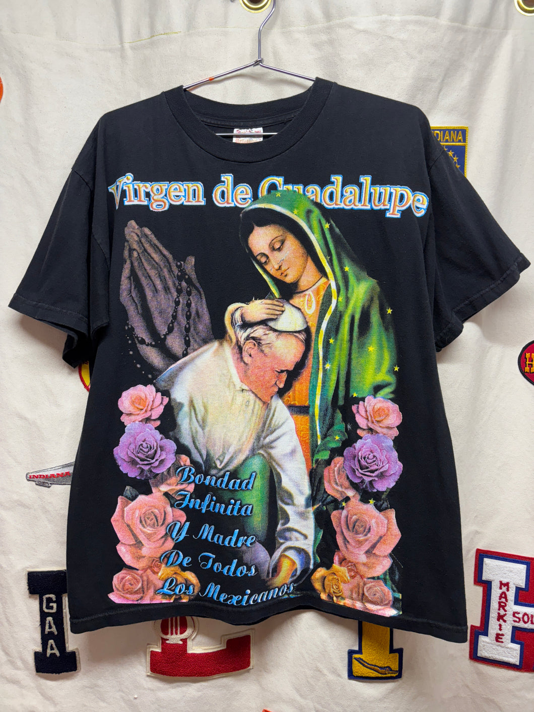 Vtg Virgin de Guadelupe Rock Revolution Mexican T-Shirt: L