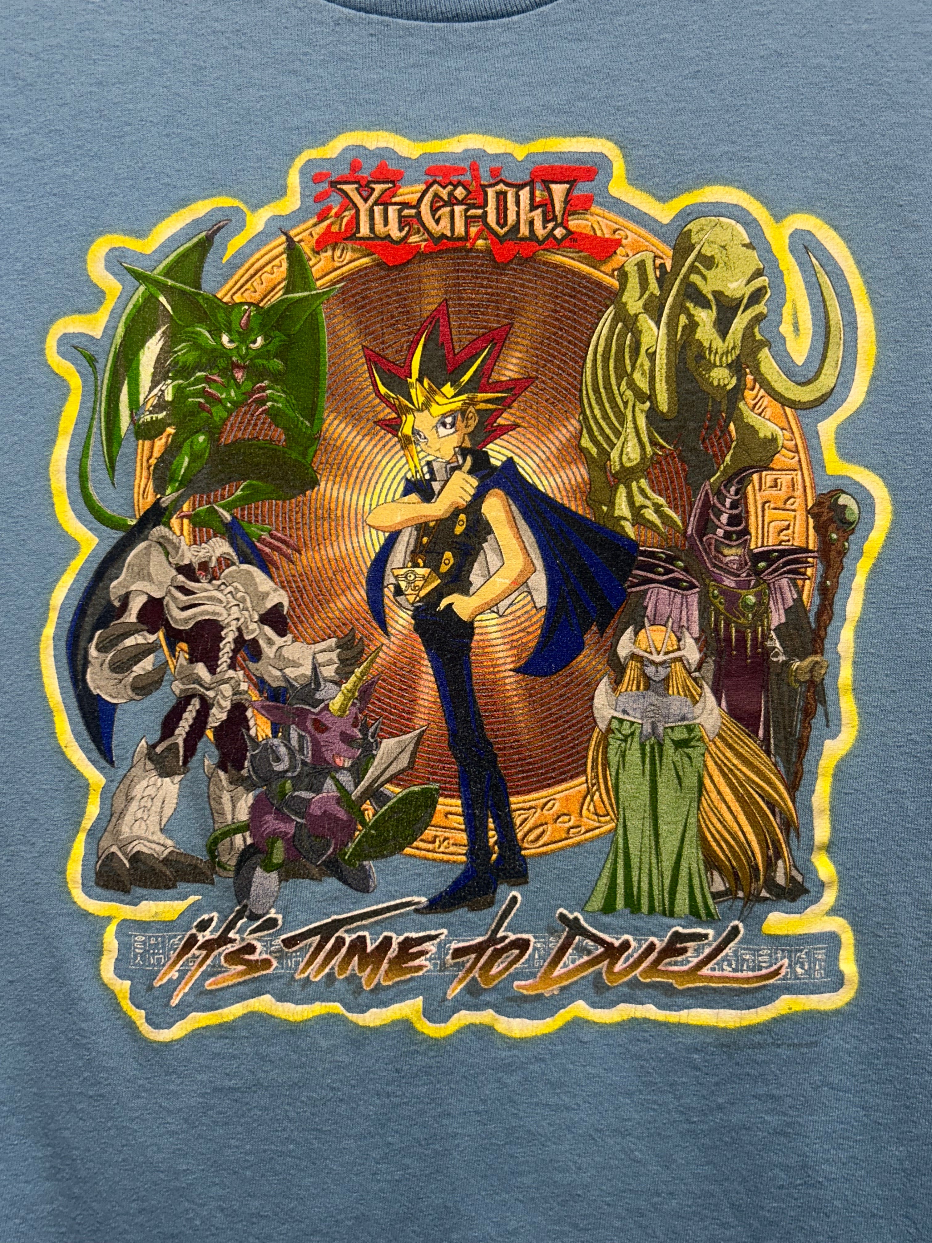 Vintage Yu-Gi-Oh! Y2K "It's Time to Duel" Blue T-Shirt: Youth XL/Small