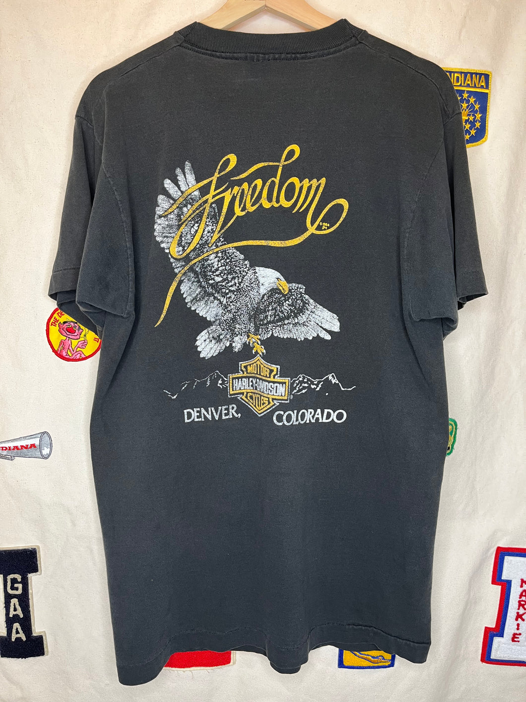 Vintage Harley Davidson Freedom Ride Denver Colorado 1991 Black T-Shirt: Large
