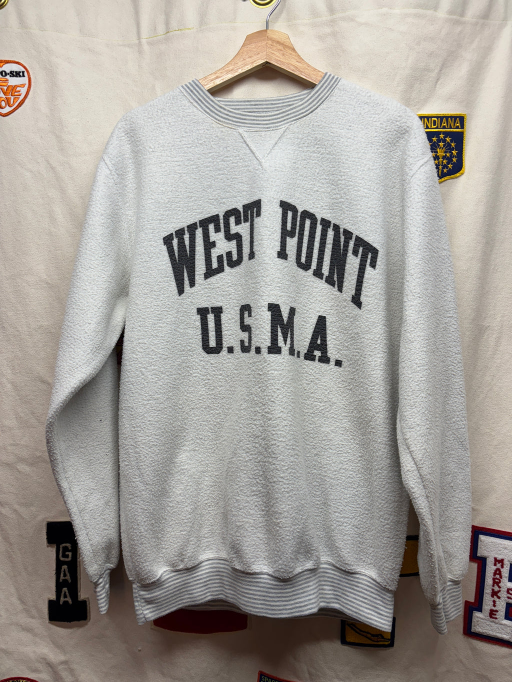 Vtg West Point Marine Academy Reverse Fleece Crewneck: L
