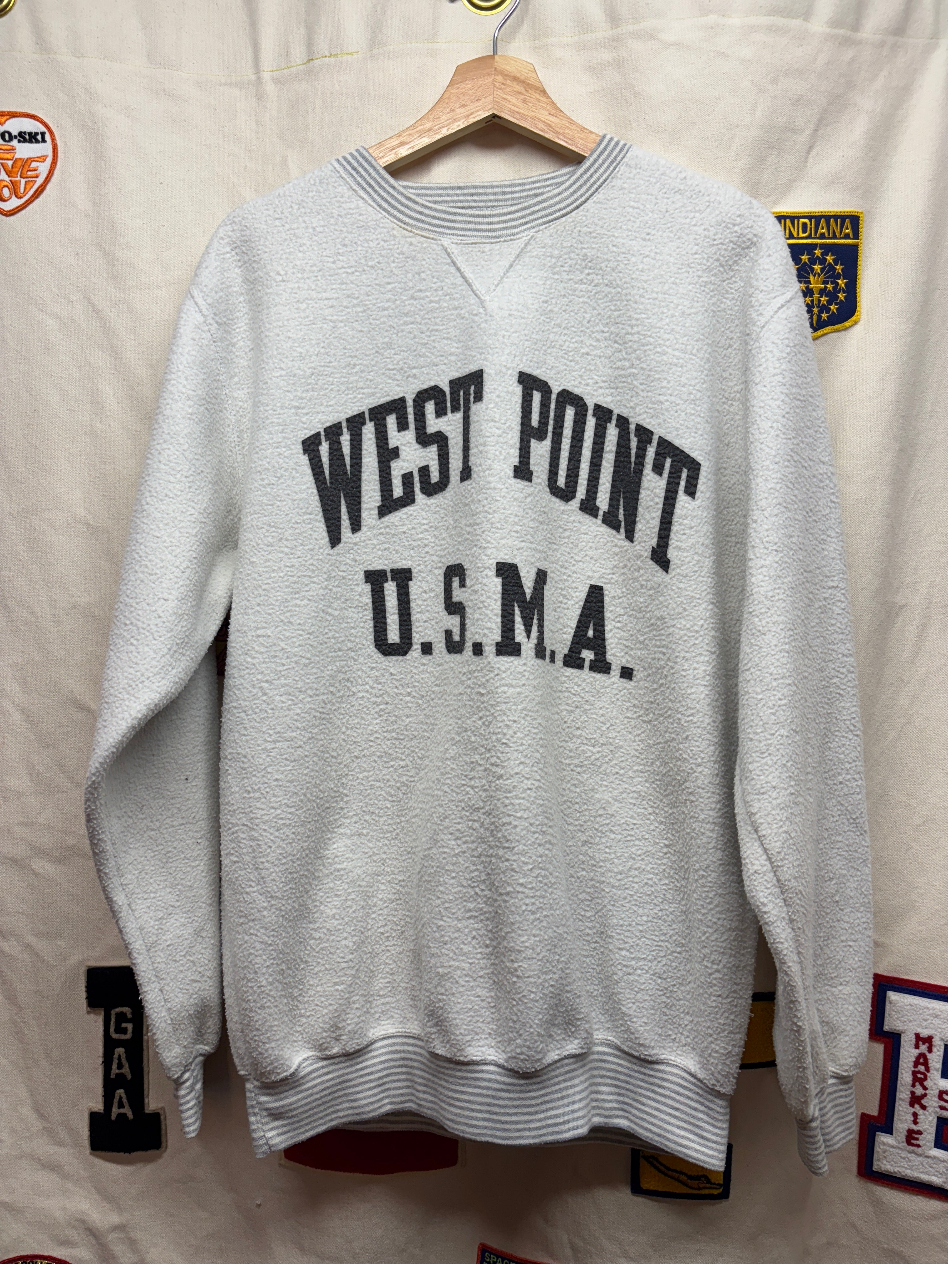 Vtg West Point Marine Academy Reverse Fleece Crewneck: L