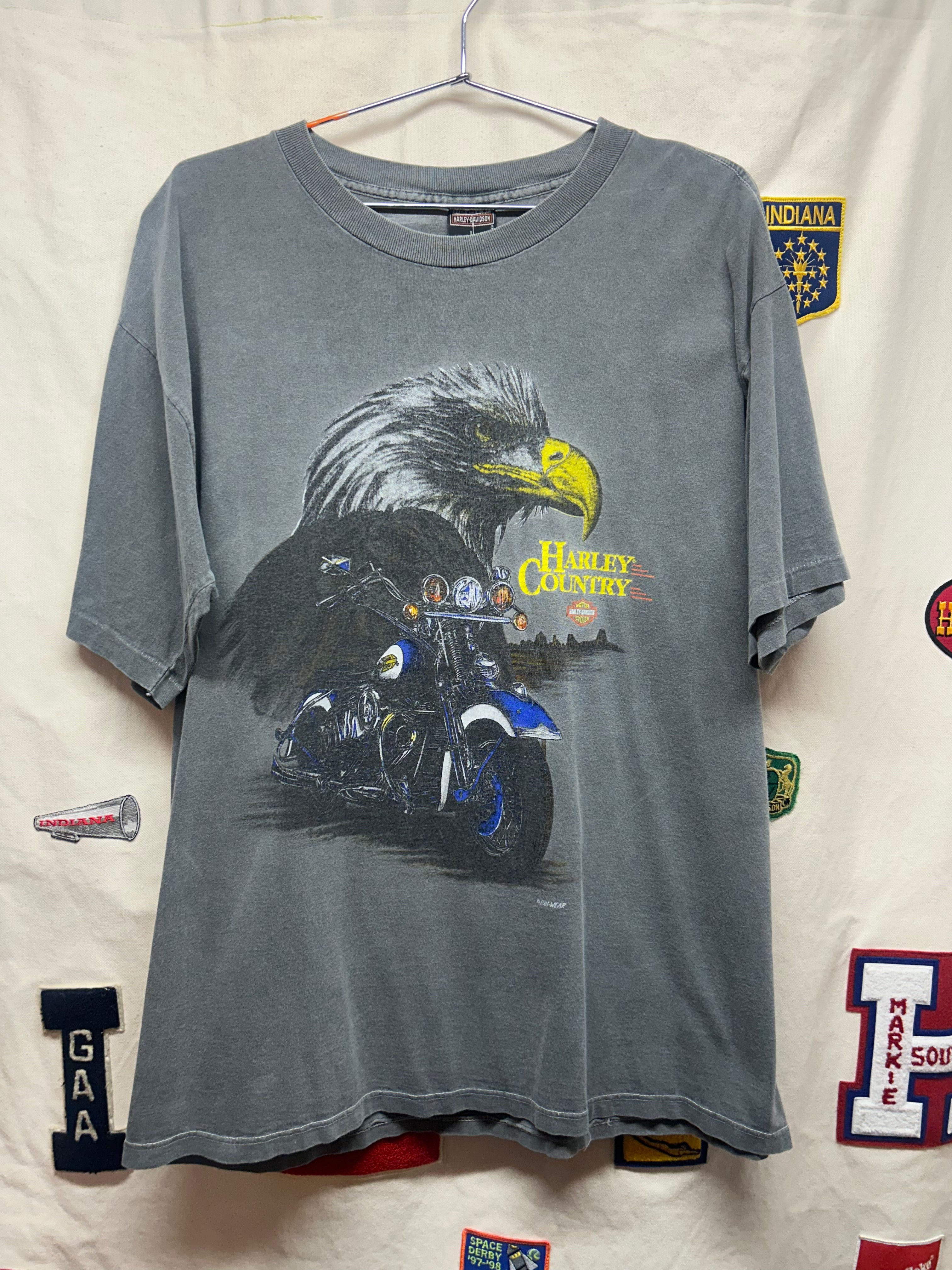 Vintage 90s Harley Davidson Motor Cycles Desert Scene with Eagle T-Shirt: L