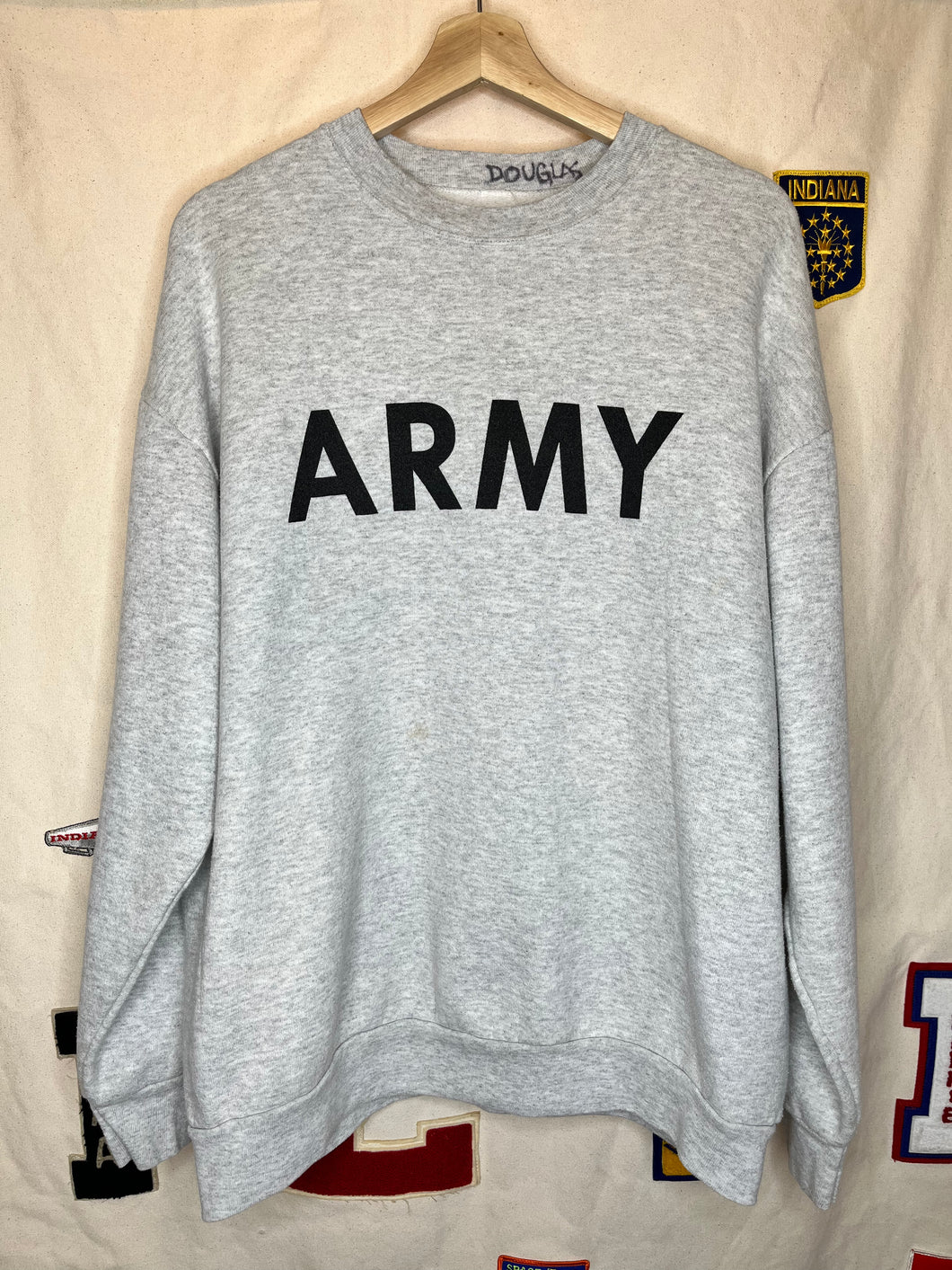 Vintage Army Grey USA Military Crewneck Sweatshirt: XL