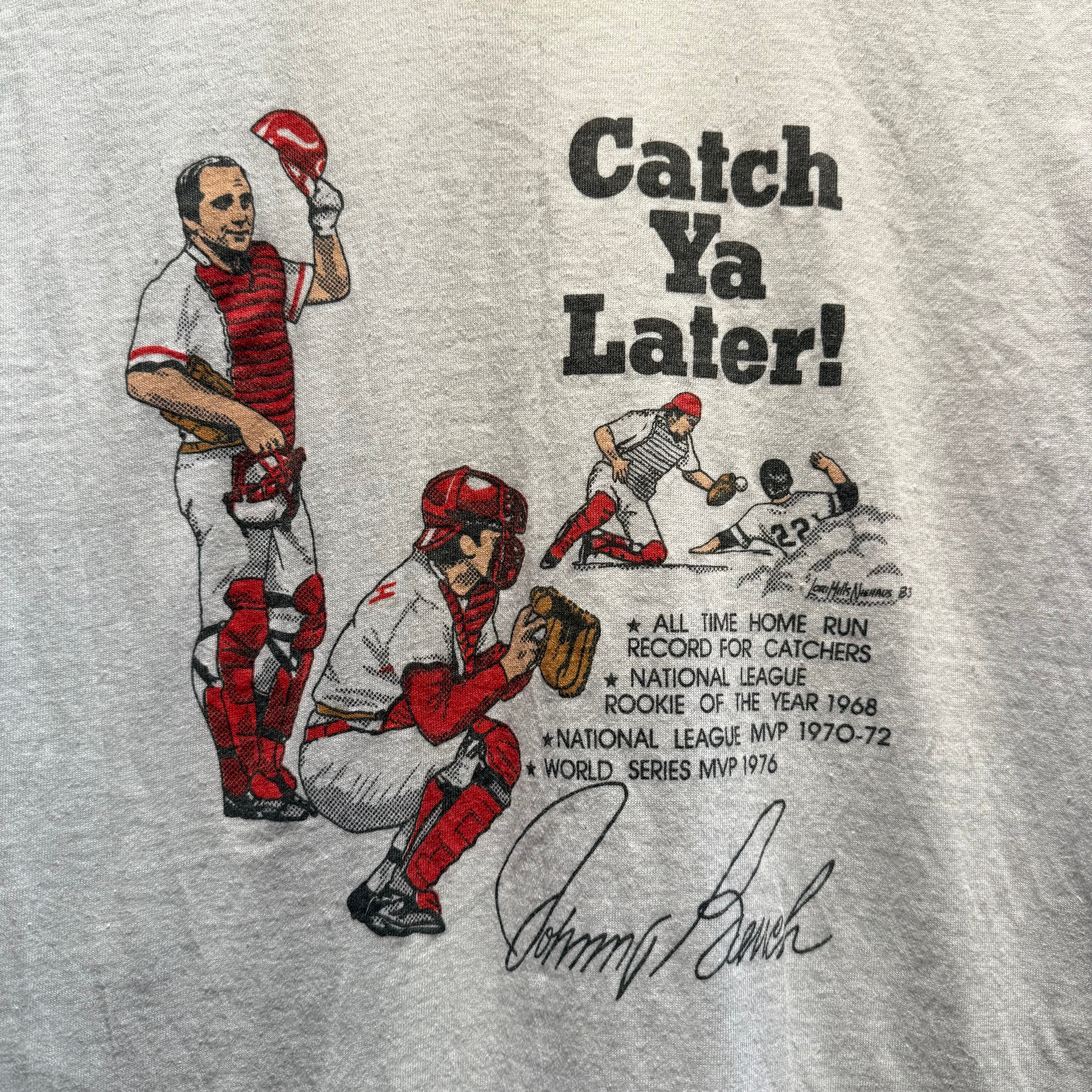 Vintage 1983 MLB Johnny Bench Cincinnati Reds Baseball T-Shirt: M