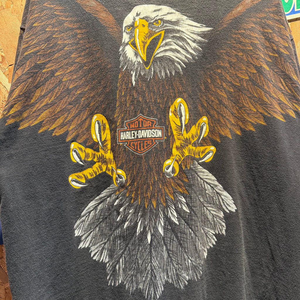 Vintage Harley Davidson Bud's Evansville, Indiana Eagle All Over Print Graphic T-Shirt: XL