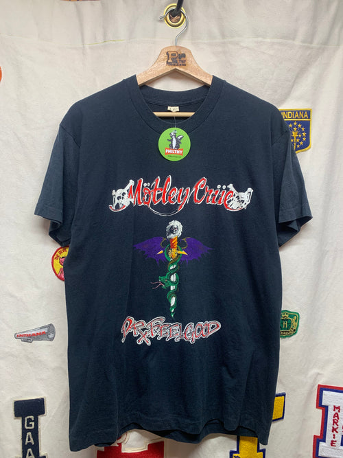 Vintage 80s Motley Crue Dr. Feel Good Metal Rock Band Tour Music Large Shirt Screen Stars