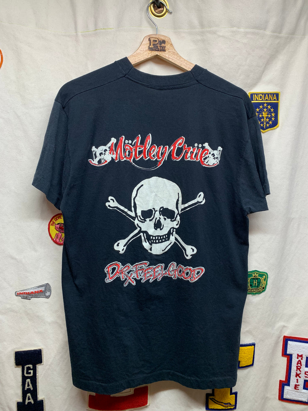 Vintage 80s Motley Crue Dr. Feel Good Metal Rock Band Tour Music Large Shirt Screen Stars