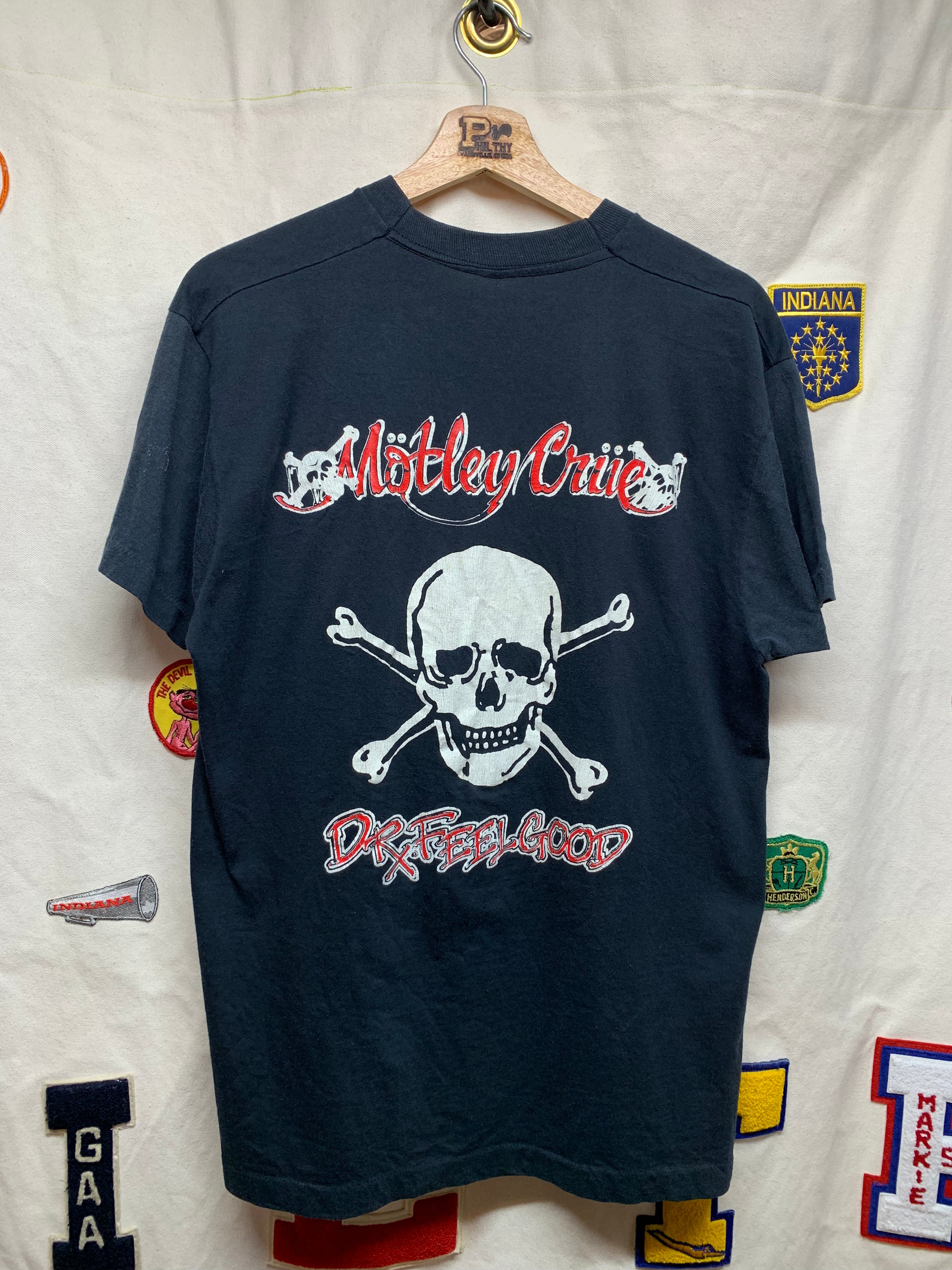 Vintage 80s Motley Crue Dr. Feel Good Metal Rock Band Tour Music Large Shirt Screen Stars