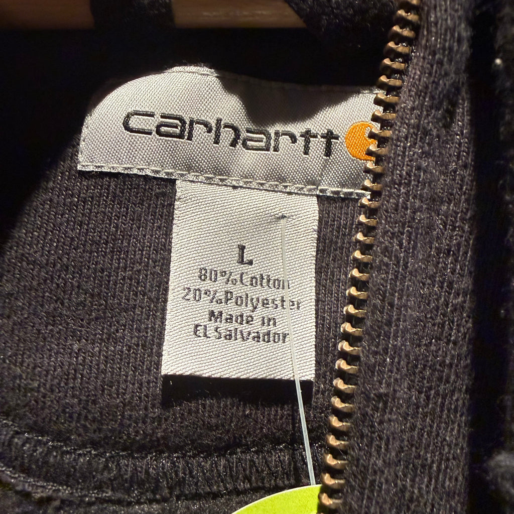 Vintage Black Carhartt Zip-Up Hoodie: L