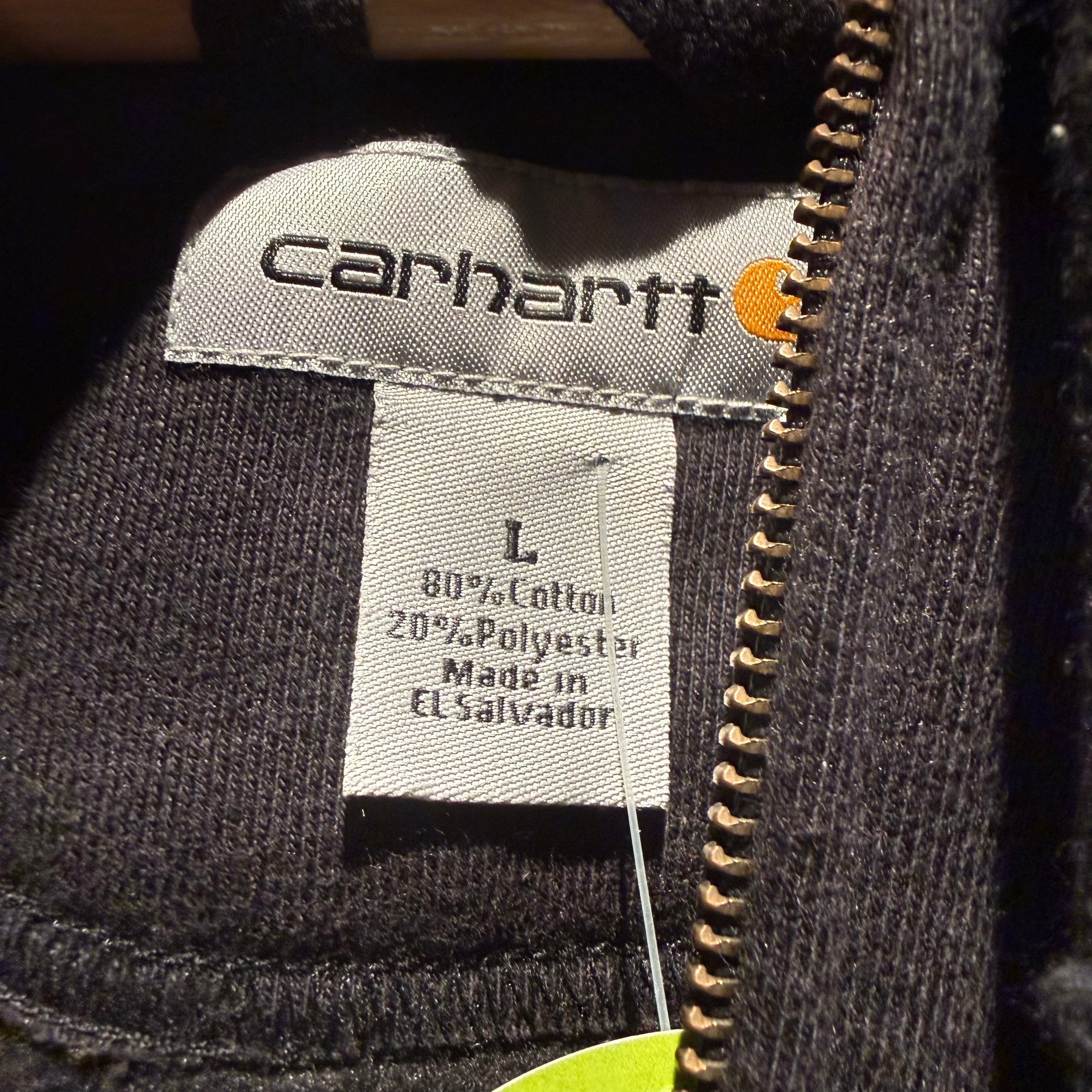 Vintage Black Carhartt Zip-Up Hoodie: L