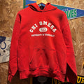 Vintage University of Evansville Chi Omega Fraternity Red Hoodie: L