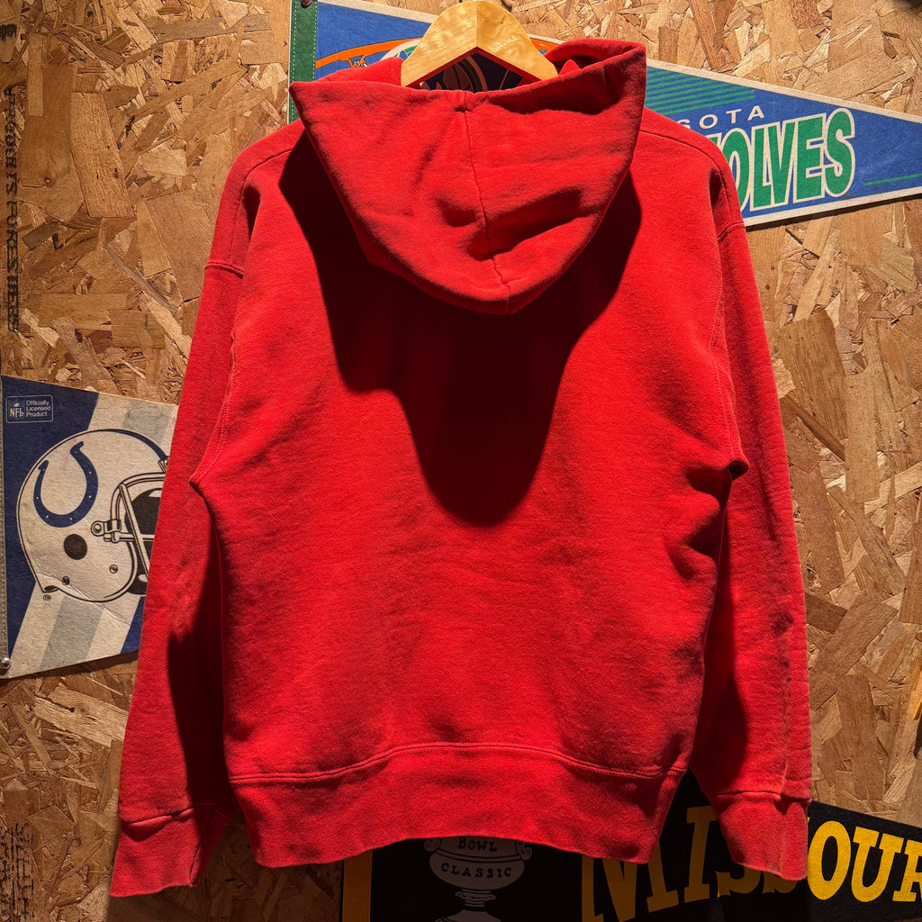 Vintage University of Evansville Chi Omega Fraternity Red Hoodie: L