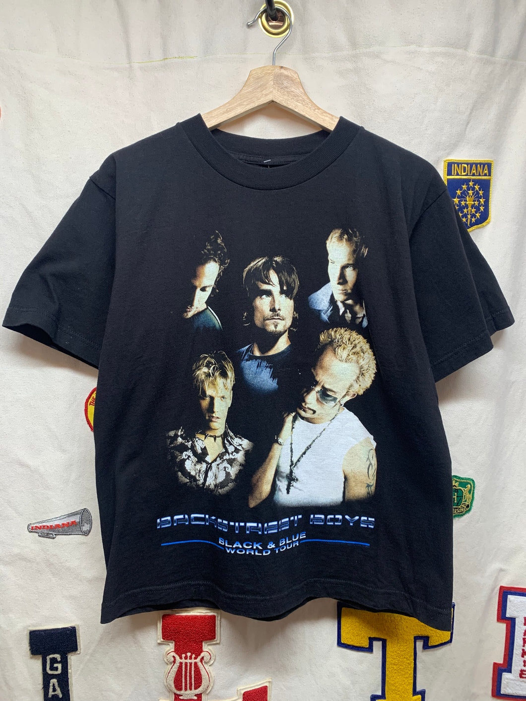 Vintage 2001 Backstreet Boys Pop Music Black & Blue Wolrd Tour Shirt Medium