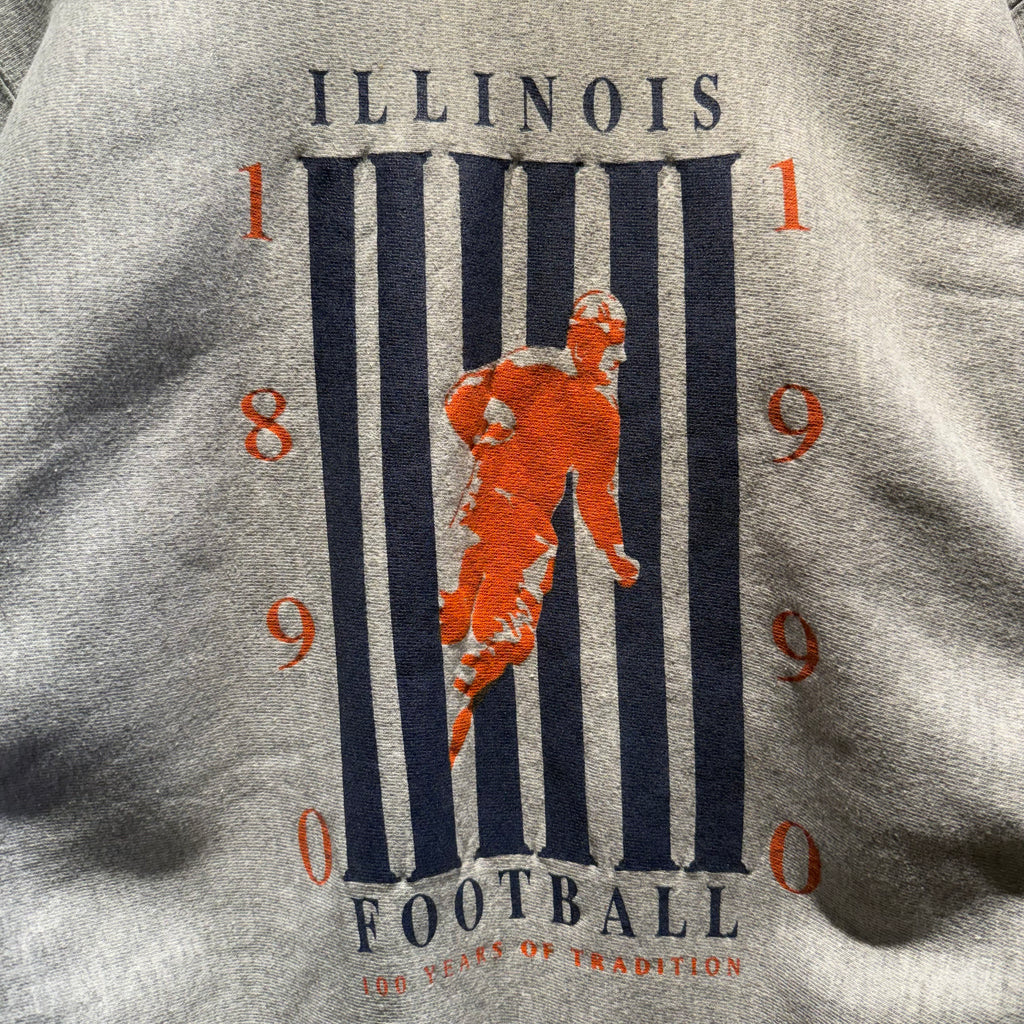 Vtg Champion 100 Years of Illinois University Football Reverse Weave Crewneck Sweatshirt: XL