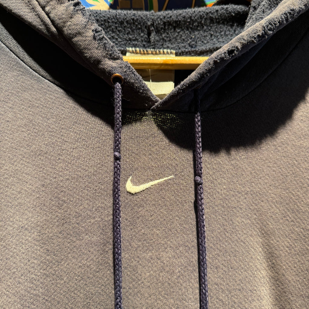 Vintage Nike Y2K Faded Navy Blue Center Swoosh Sweatshirt Hoodie: Large