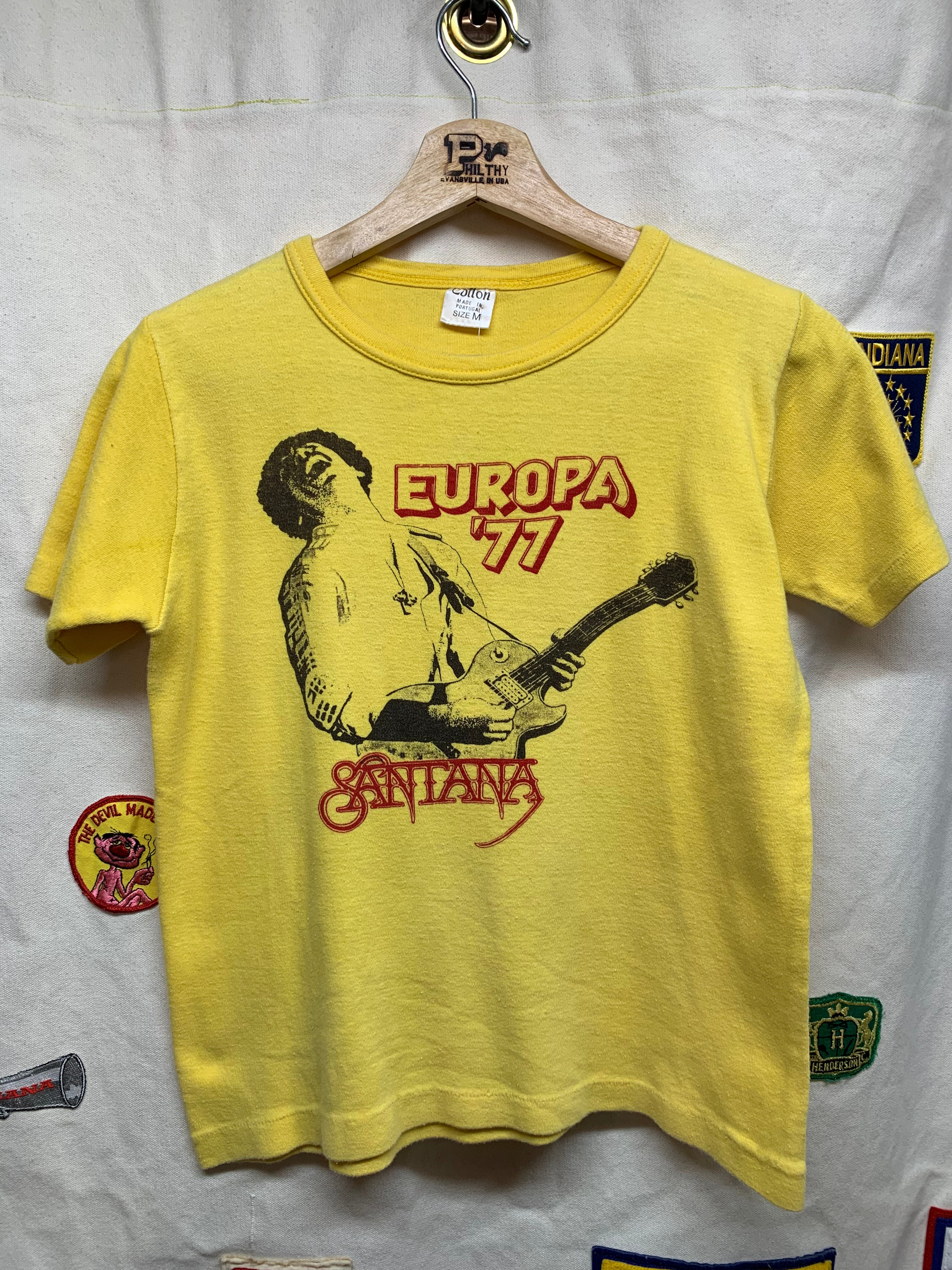 Vintage Santana Europa '77 Yellow European 1977 Tour Band T-Shirt: Small/Medium