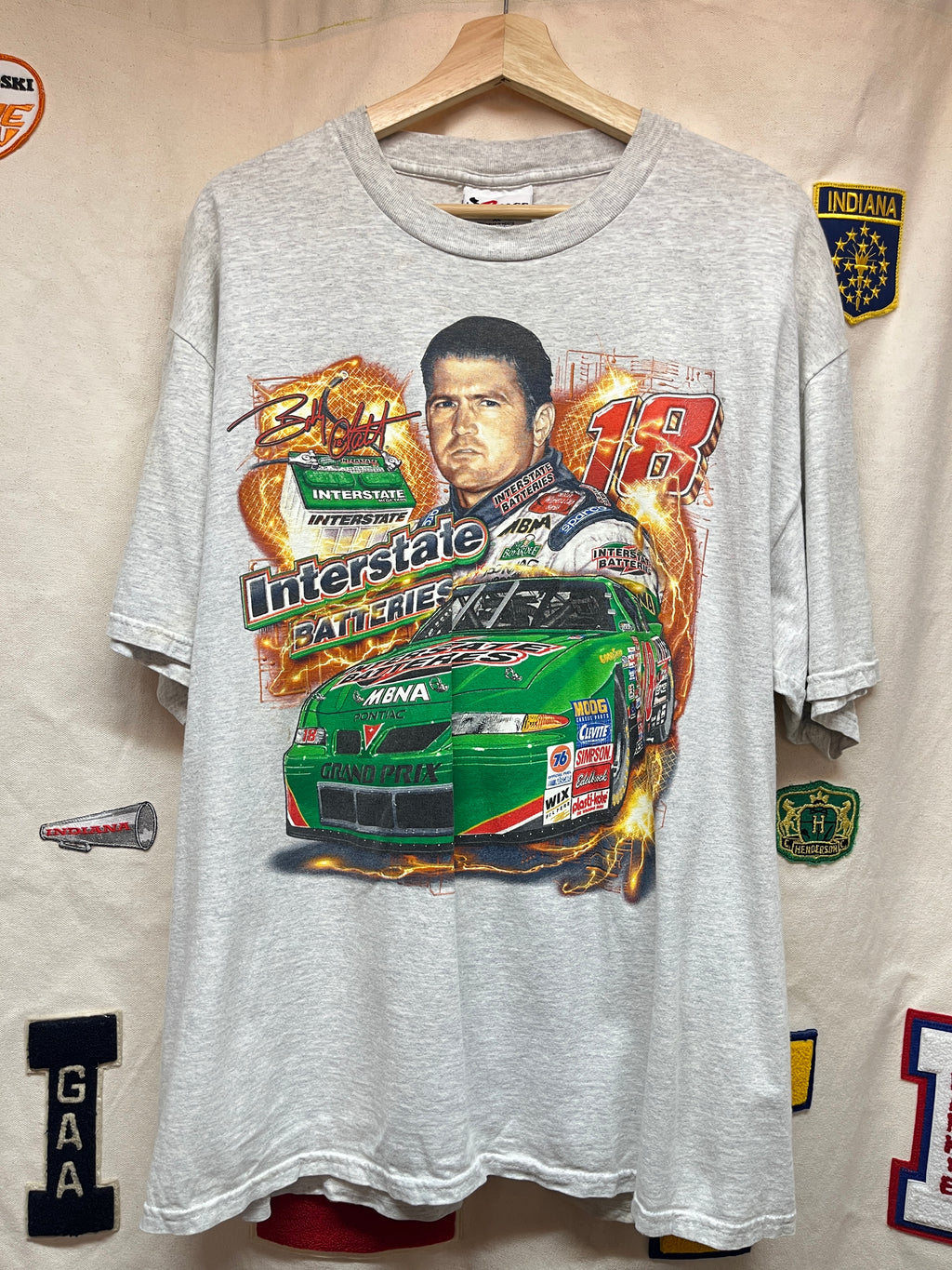 Vintage Nascar Chase Authentic's Bobby Labonte Interstate Batteries Grey T-Shirt: XL