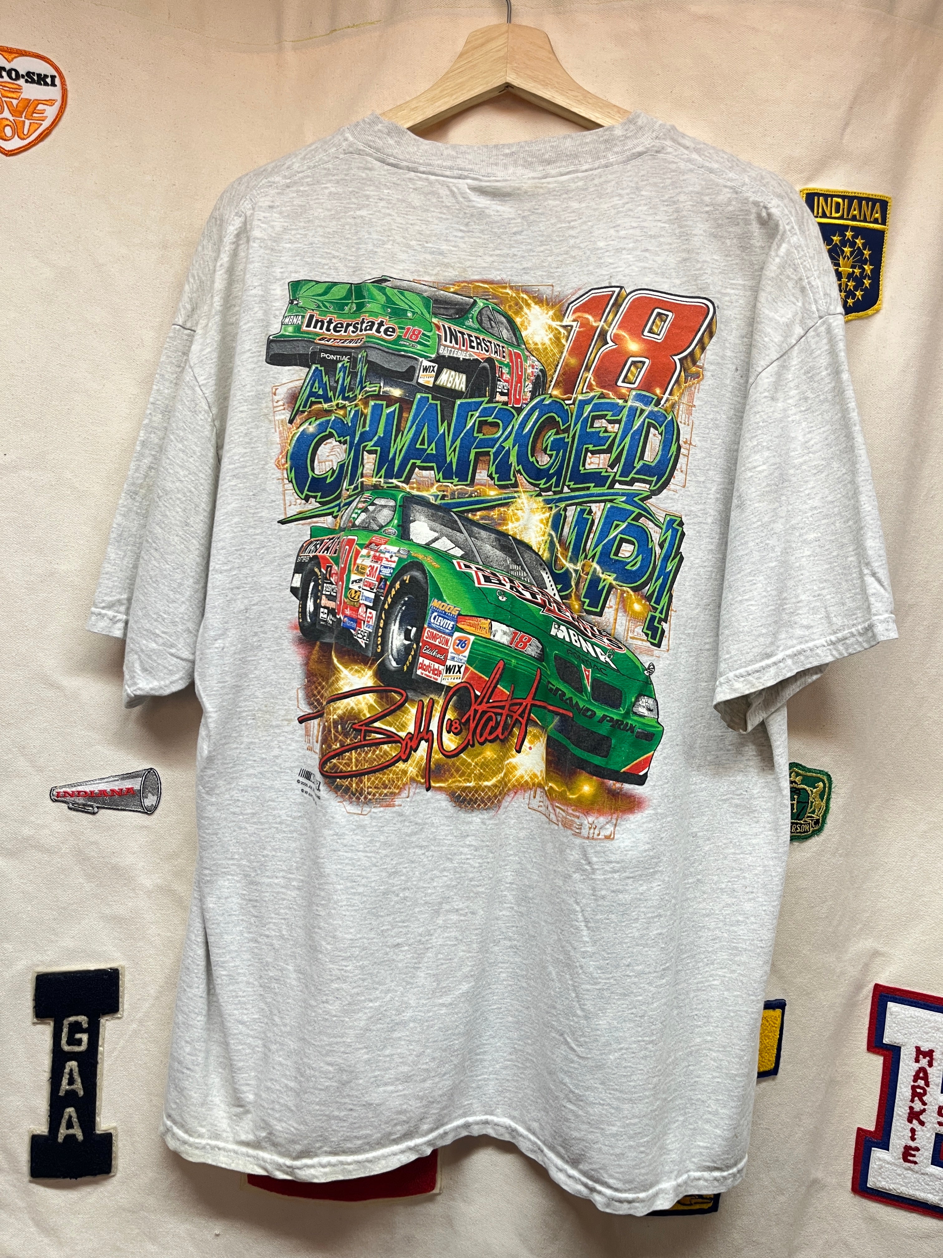 Vintage Nascar Chase Authentic's Bobby Labonte Interstate Batteries Grey T-Shirt: XL