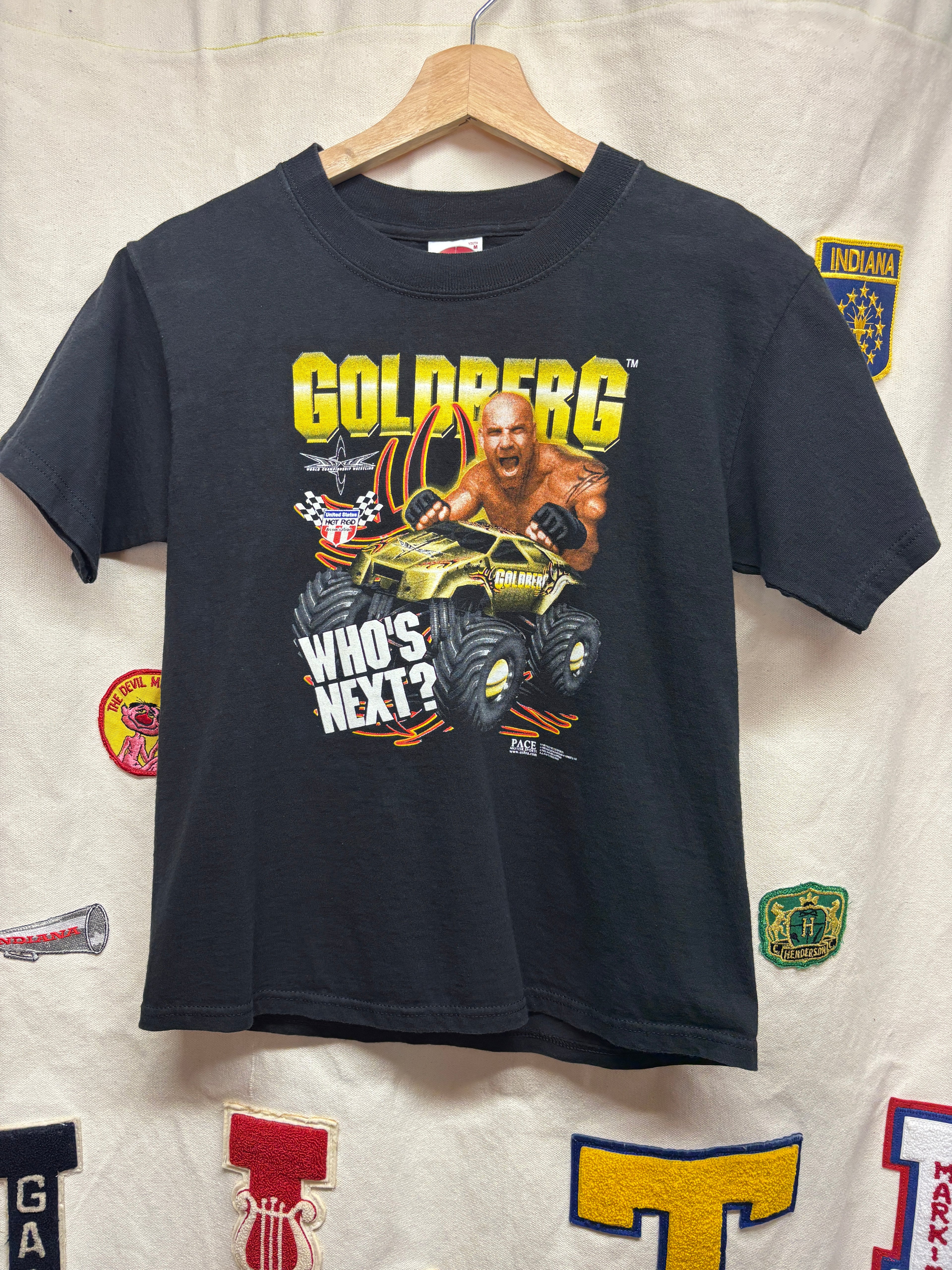 Vintage WCW Goldberg Monster Truck Who's Next Pace Motorsports Wrestling T-Shirt: Youth Medium