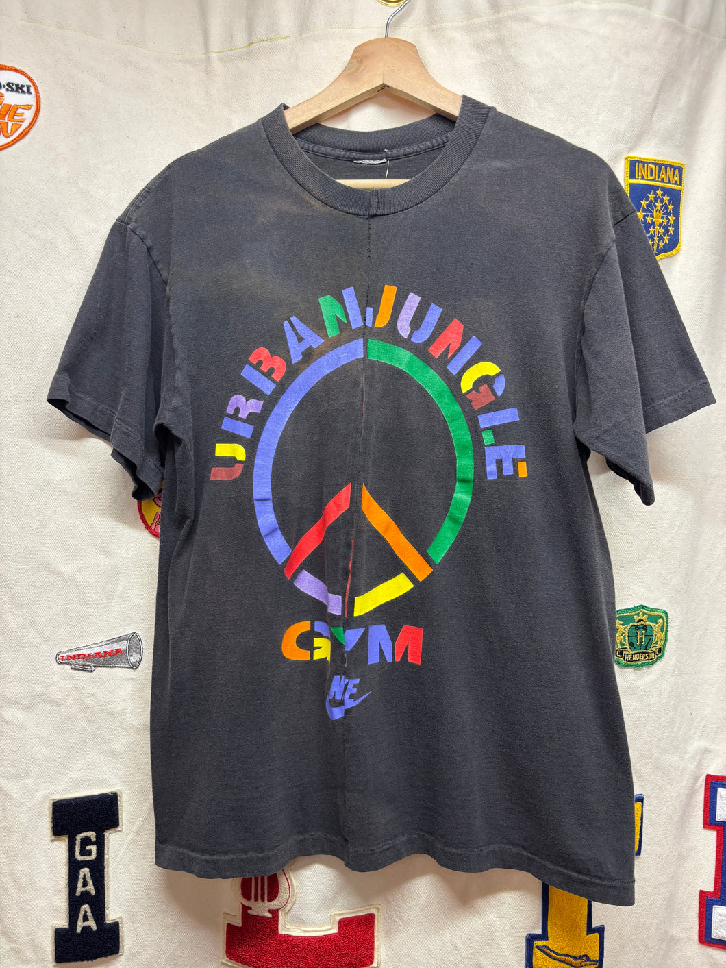 Vintage Nike Urban Jungle Gym Distressed Repaired Black T-Shirt: Medium