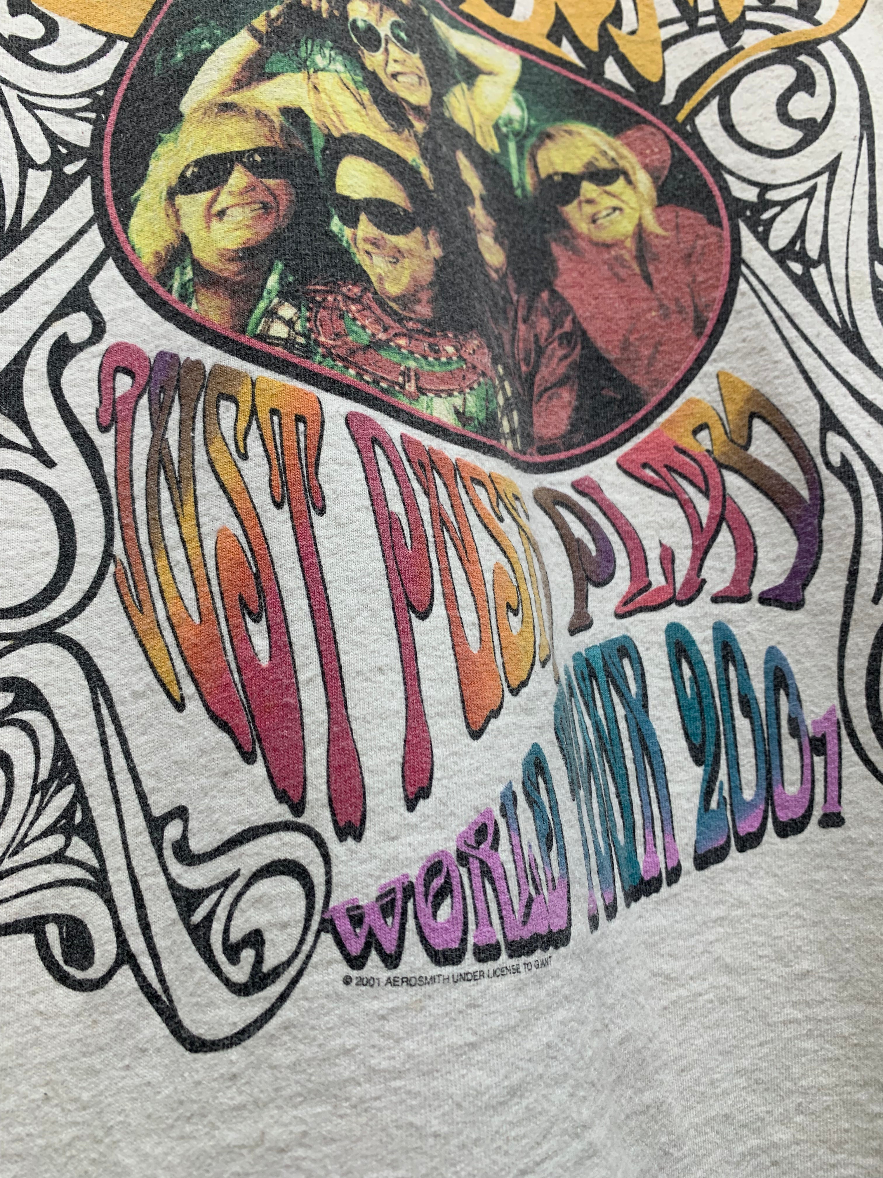 Vintage 2001 Aerosmith Just Push Play World Tour Rock T-Shirt: XL