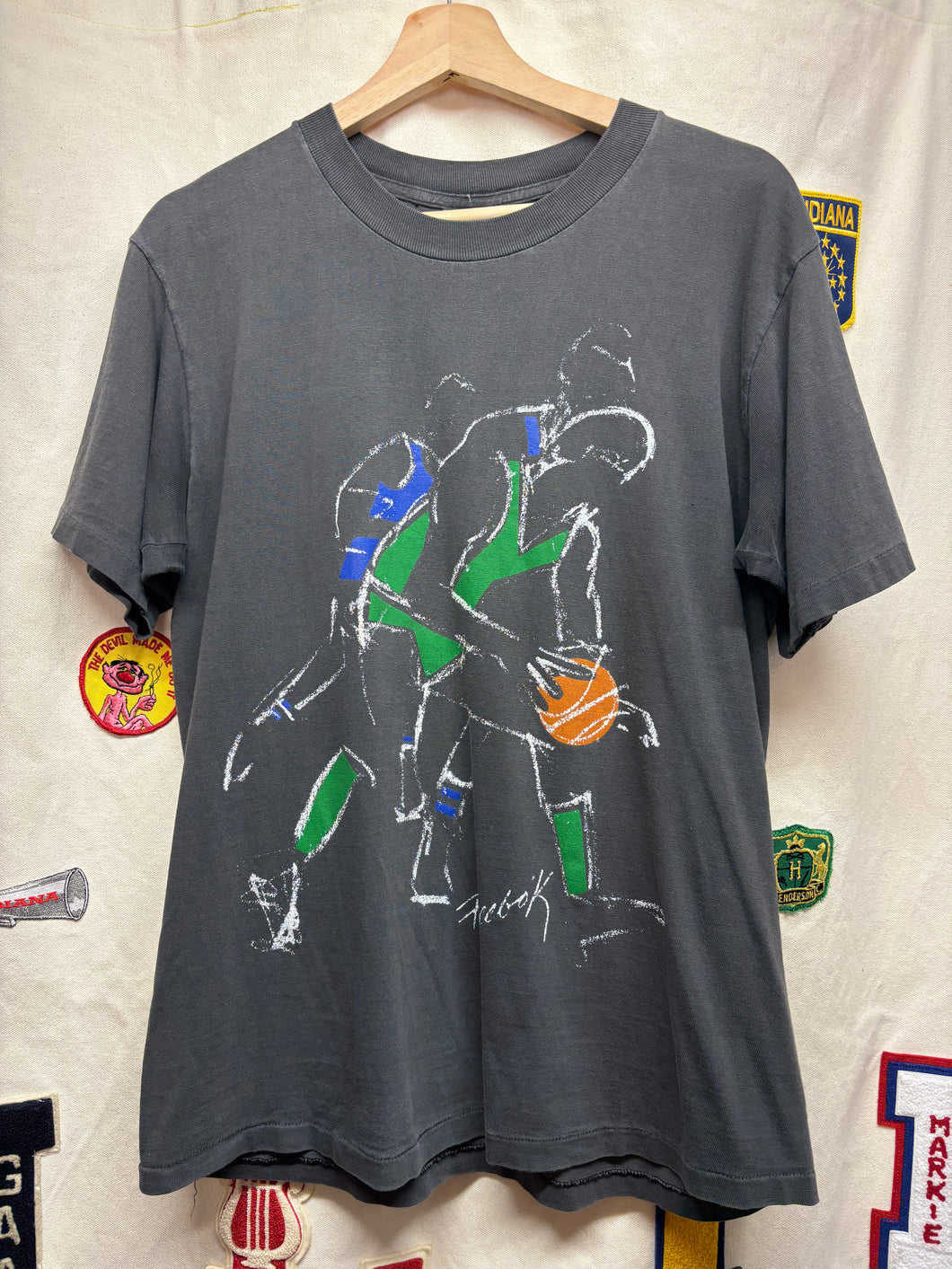 Vintage Reebok Basketball Players Faded Black T-Shirt: Large
