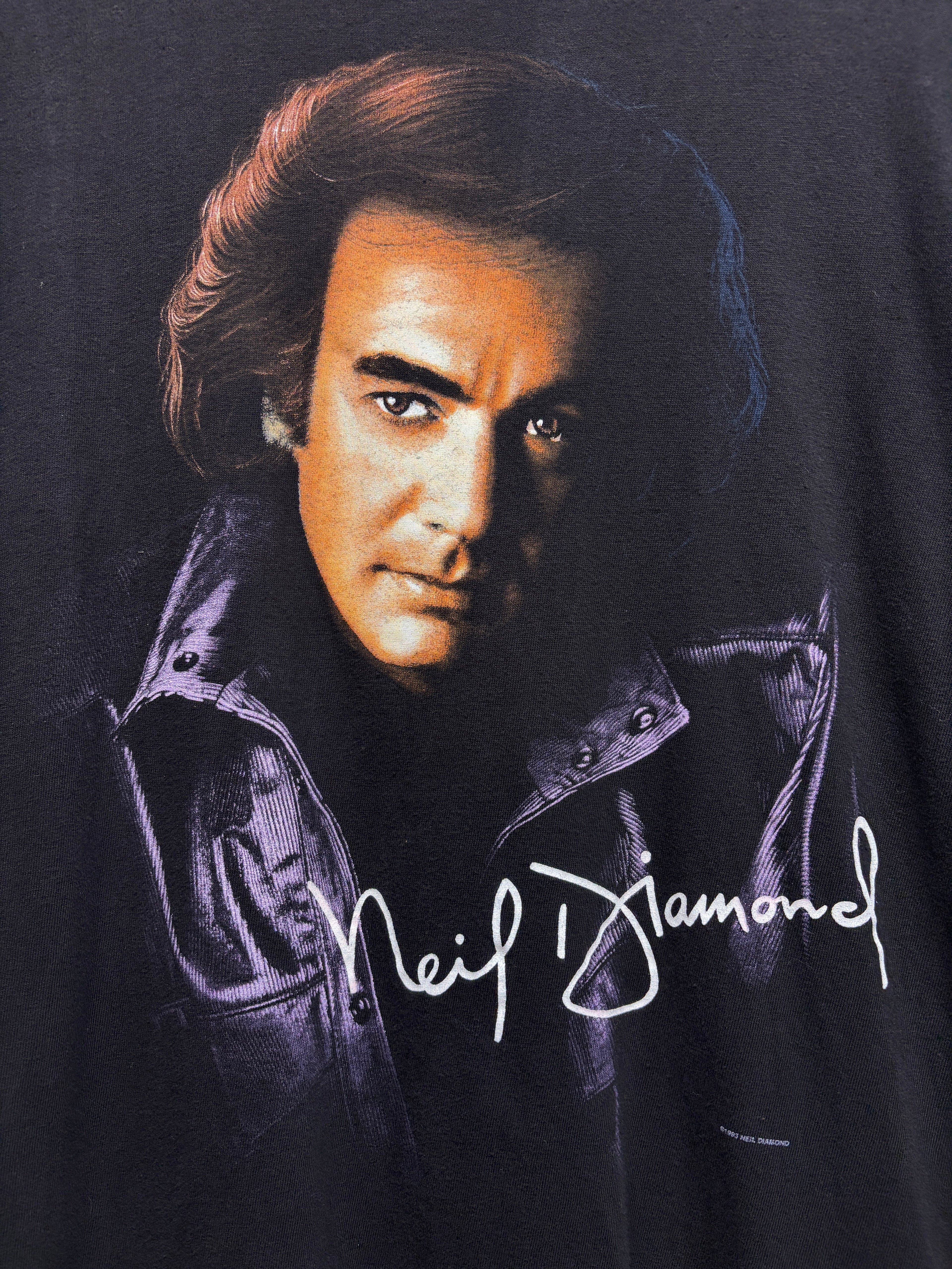 Vintage Neil Diamond Big Face 1996 U.S. Concert Tour Black T-Shirt: Large