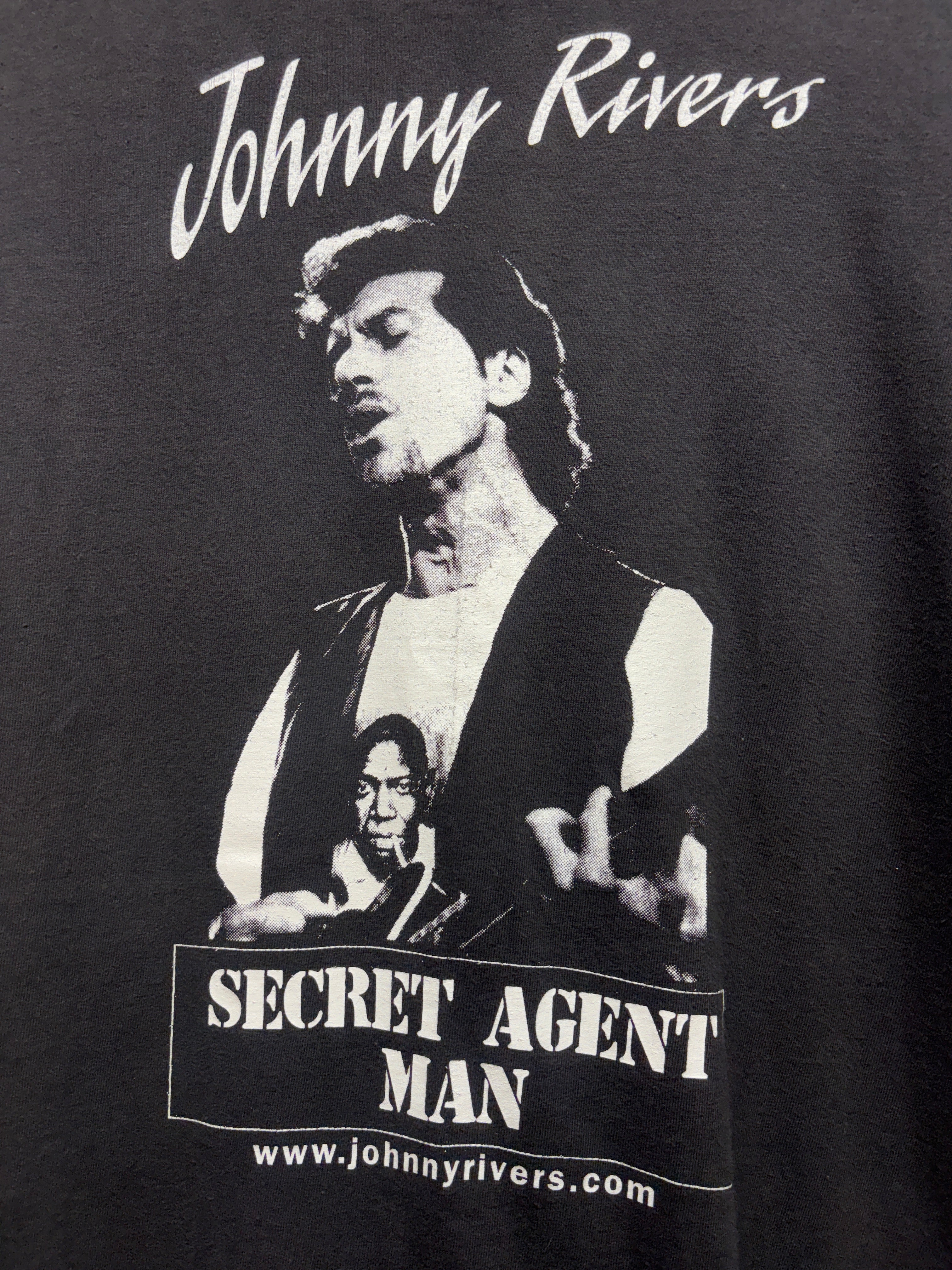 Vintage Johnny Rivers Secret Agent Man Soul City Records Black T-Shirt: Large