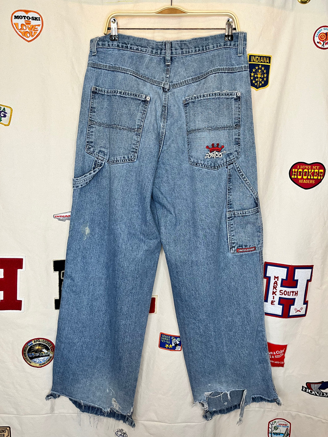 Vintage JNCO Jeans Baggy Blue Carpenter Denim Distressed Y2K: 34x32