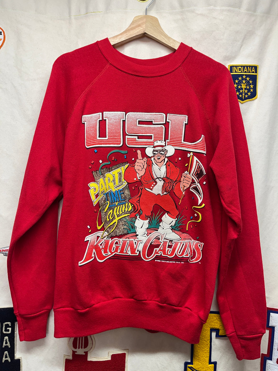 Vintage 1988 USL Ragin Cajuns Bulldogs Party Crewneck Sweatshirt: Large