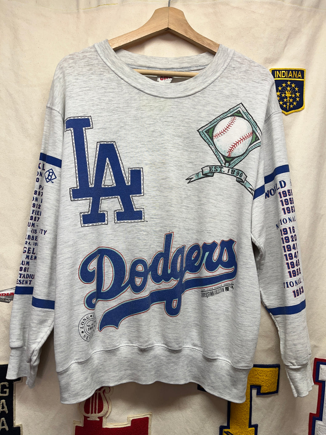 Vintage Los Angeles Dodgers Long Gone All Over Print Crewneck Sweatshirt: Large