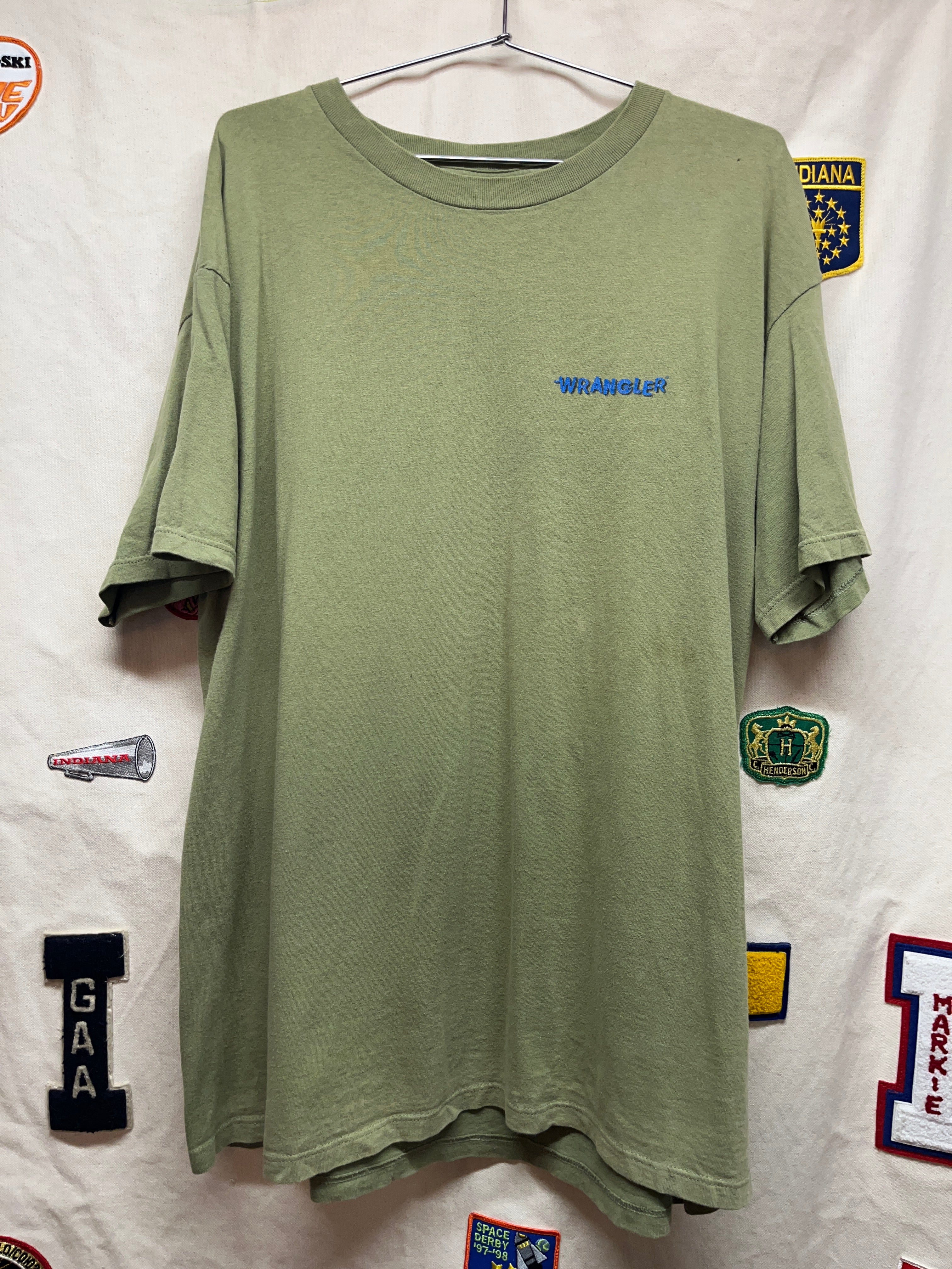Vintage Wrangler Whasssup Rodeo Clown Olive Green T-Shirt: XL