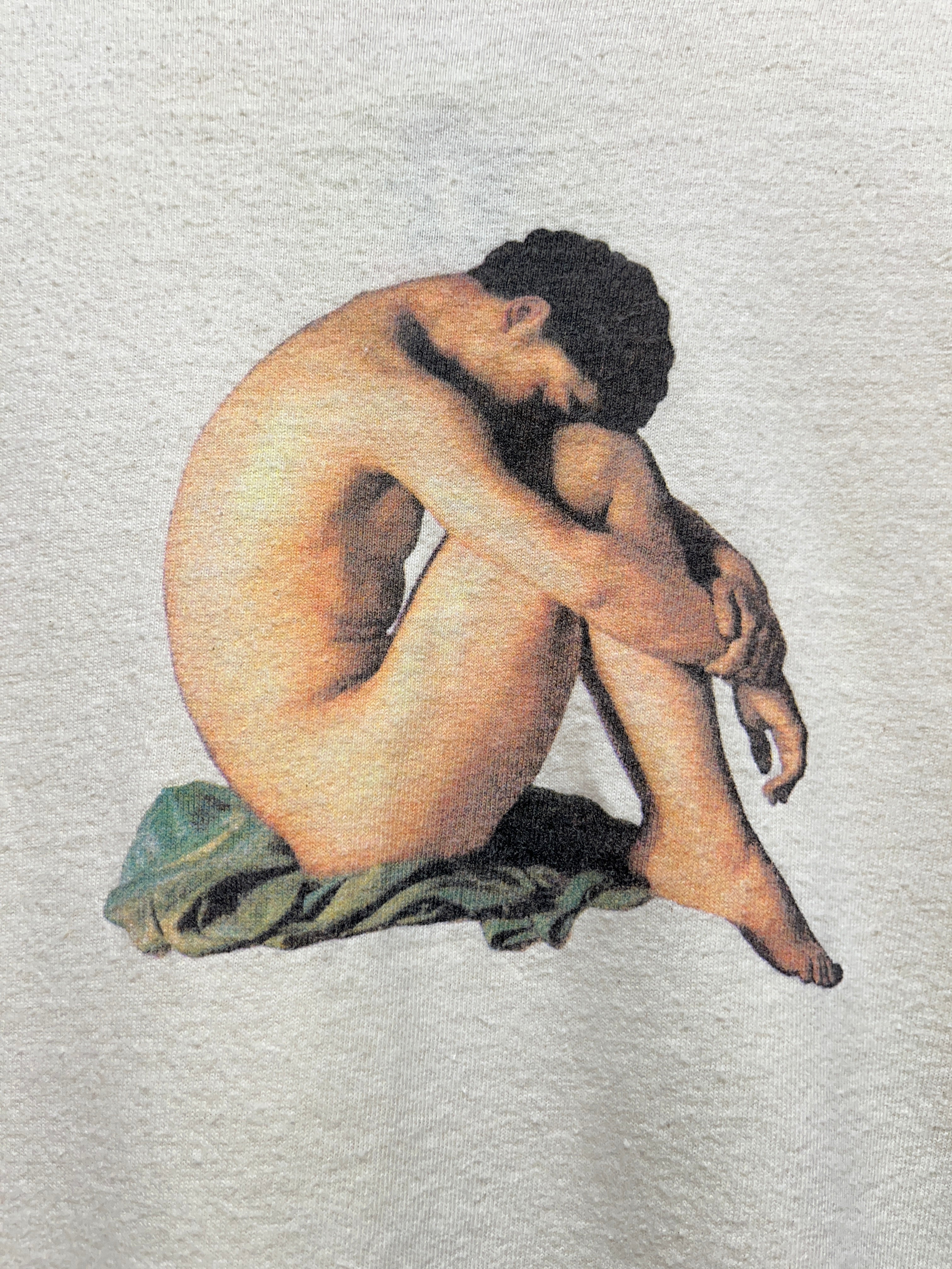 Vintage Art Tee Study Young Male nude seated by the sea By Hippolyte Flandrin Graphique de France T-Shirt: Large
