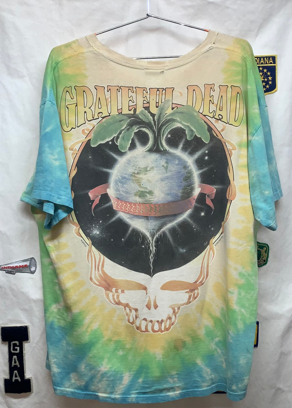 Vintage Liquid Blue Grateful Dead Keep it Green Tye Dye Band Shirt XL