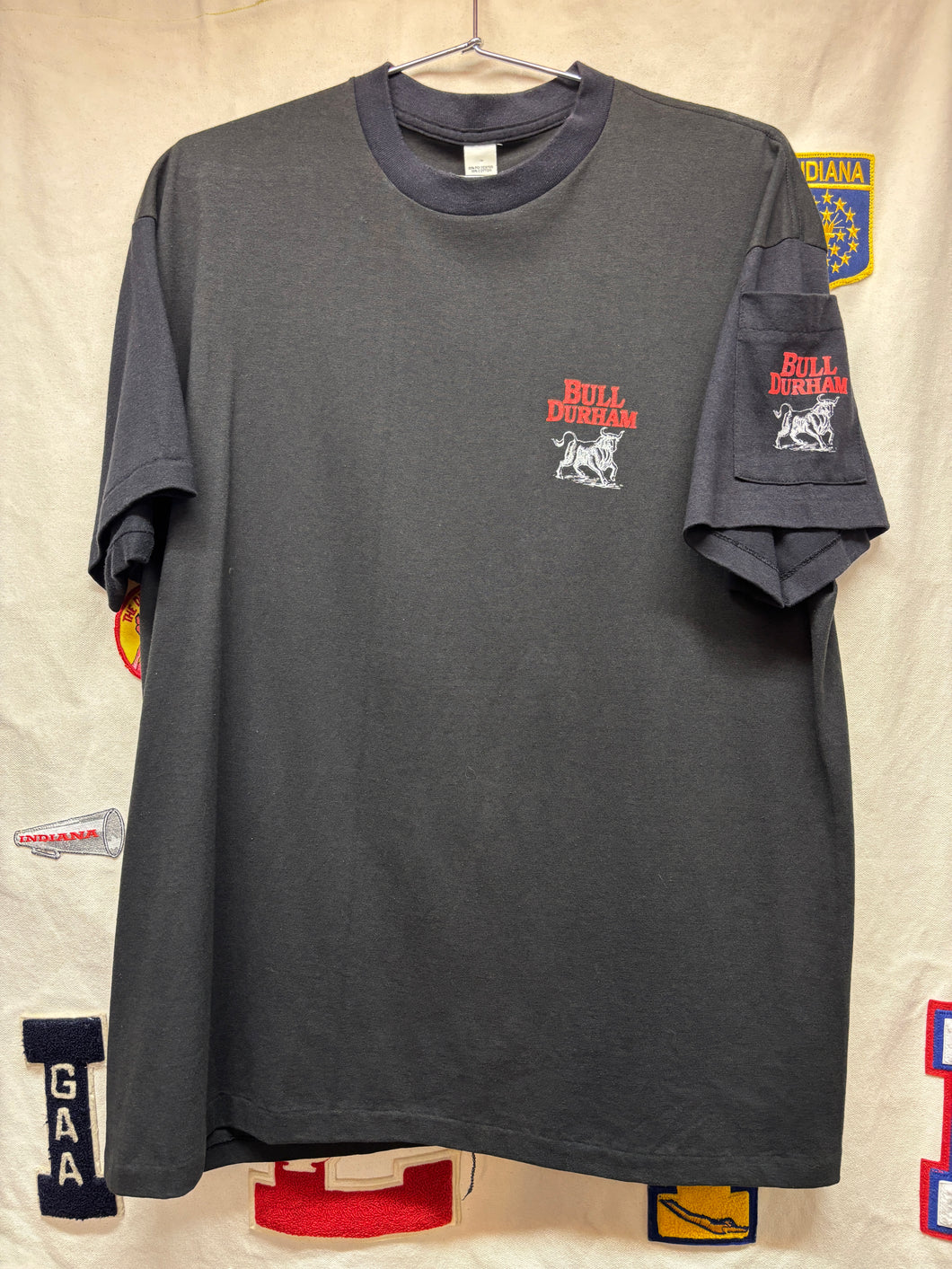Vtg Bull Durham Cigarette Pocket Sleeve T-Shirt: XL