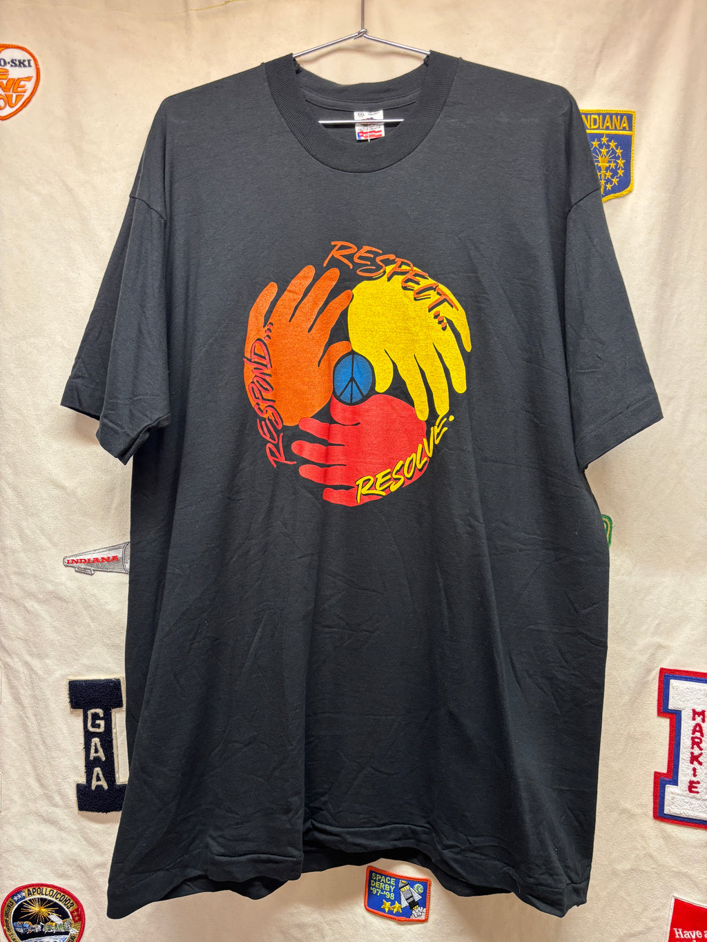 Vtg Peace Hands Respect Respond Resolve T-Shirt: XXL