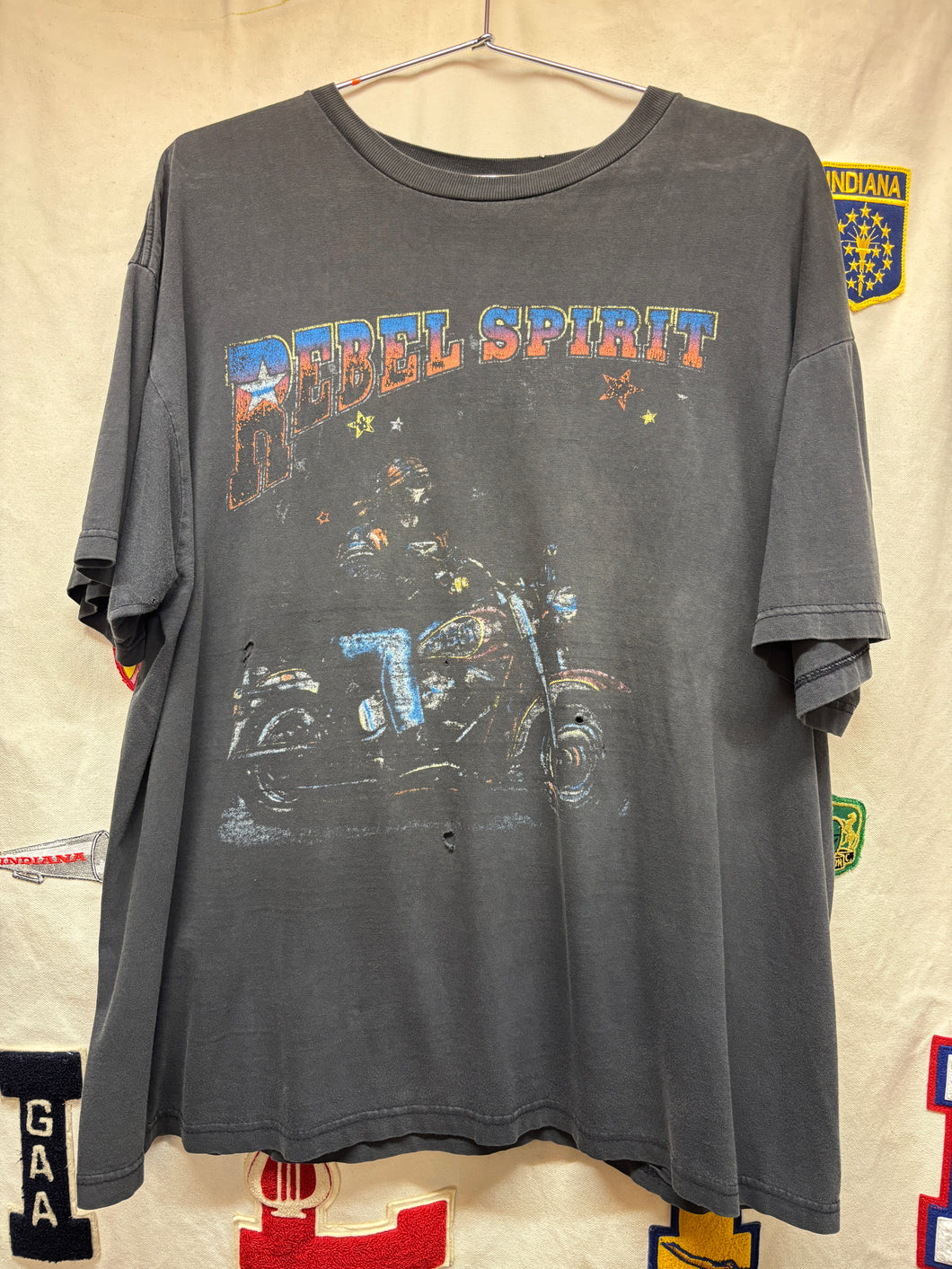 Vtg Rebel Spirit Biker Distressed T-shirt: XL