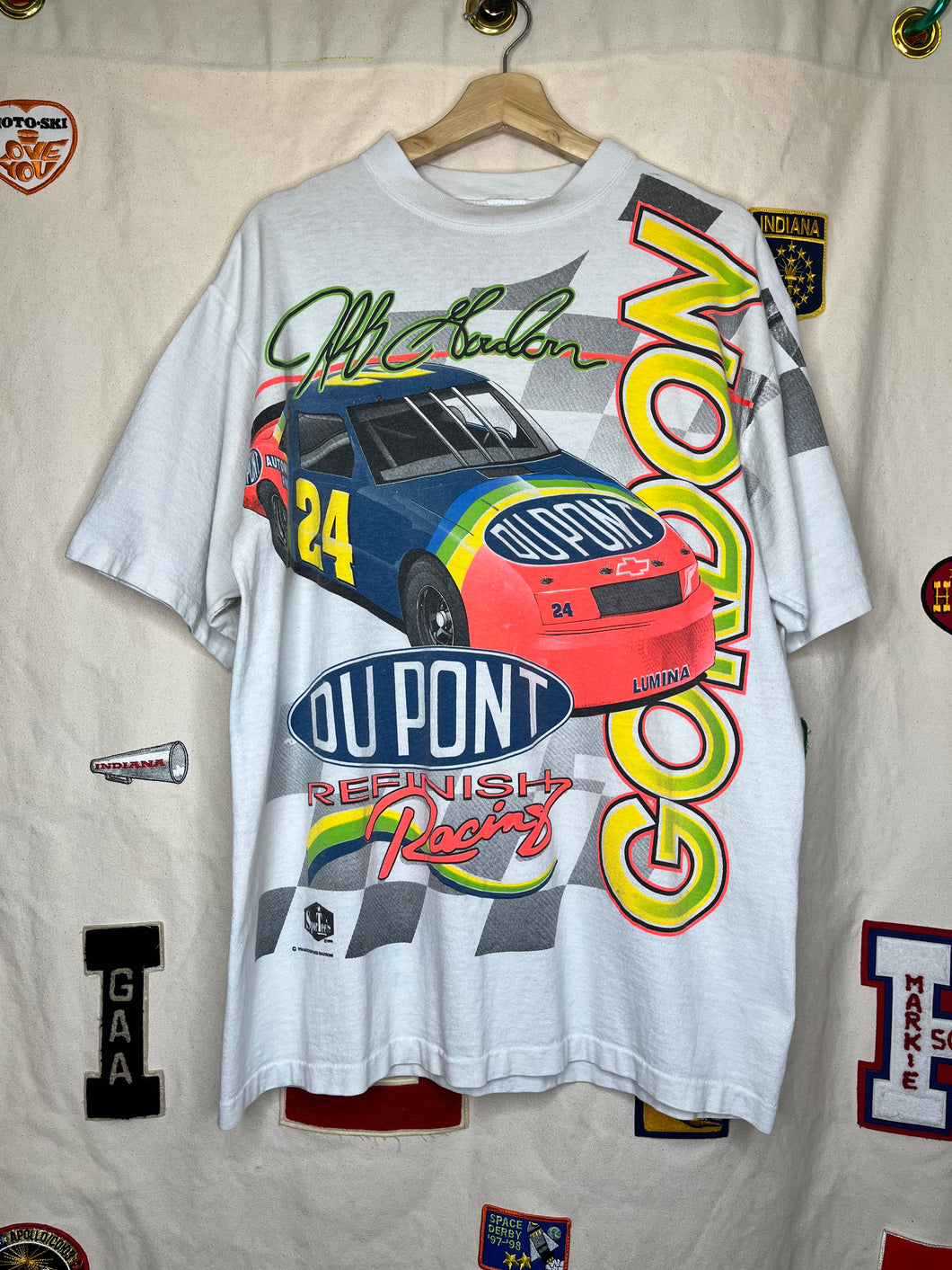 Vintage Jeff Gordon 24 NASCAR All Over Print White T-Shirt: Large