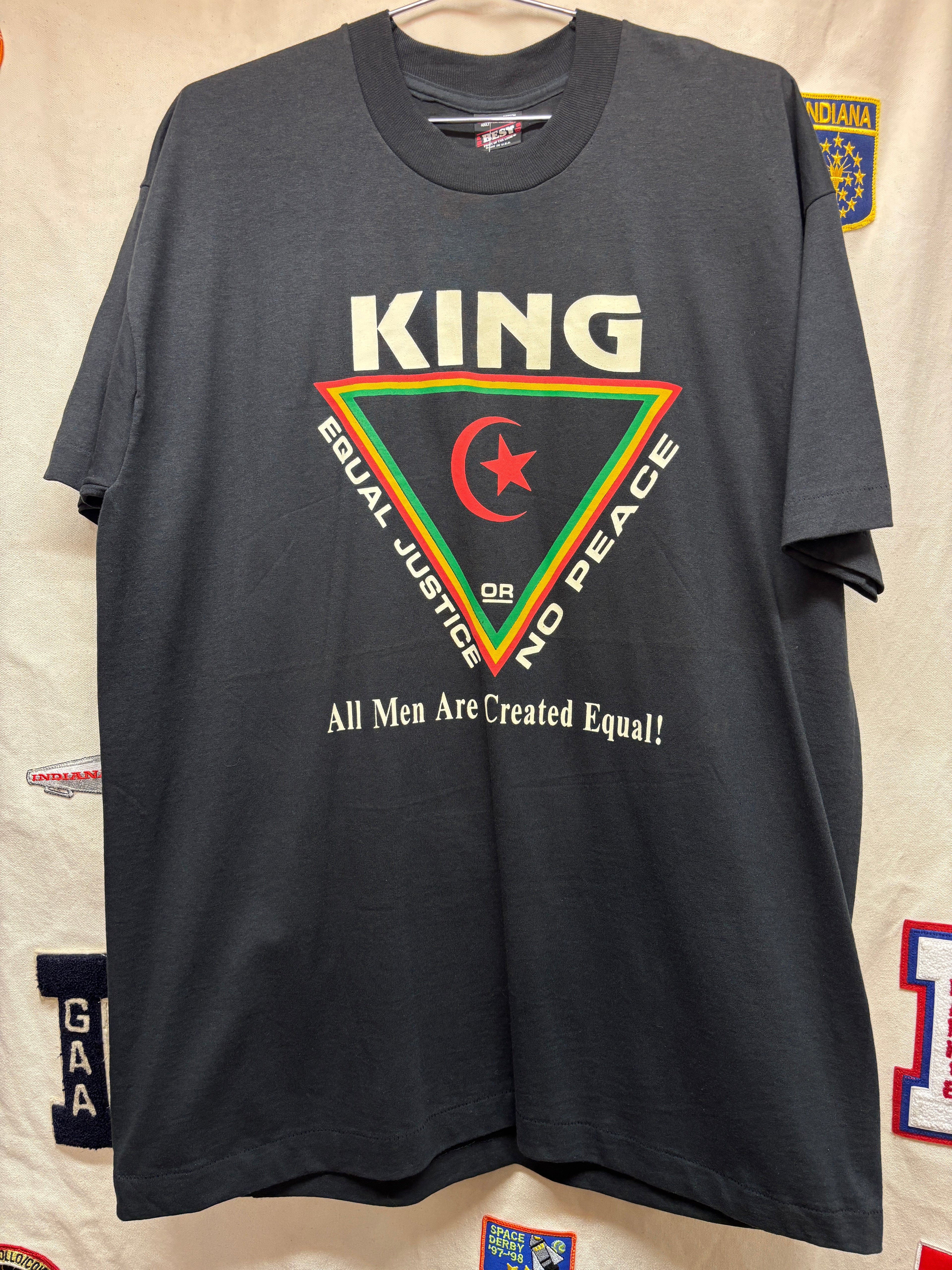 Vtg Equal Rights Black Israelites King Fraternity Political Justice T-Shirt: XL