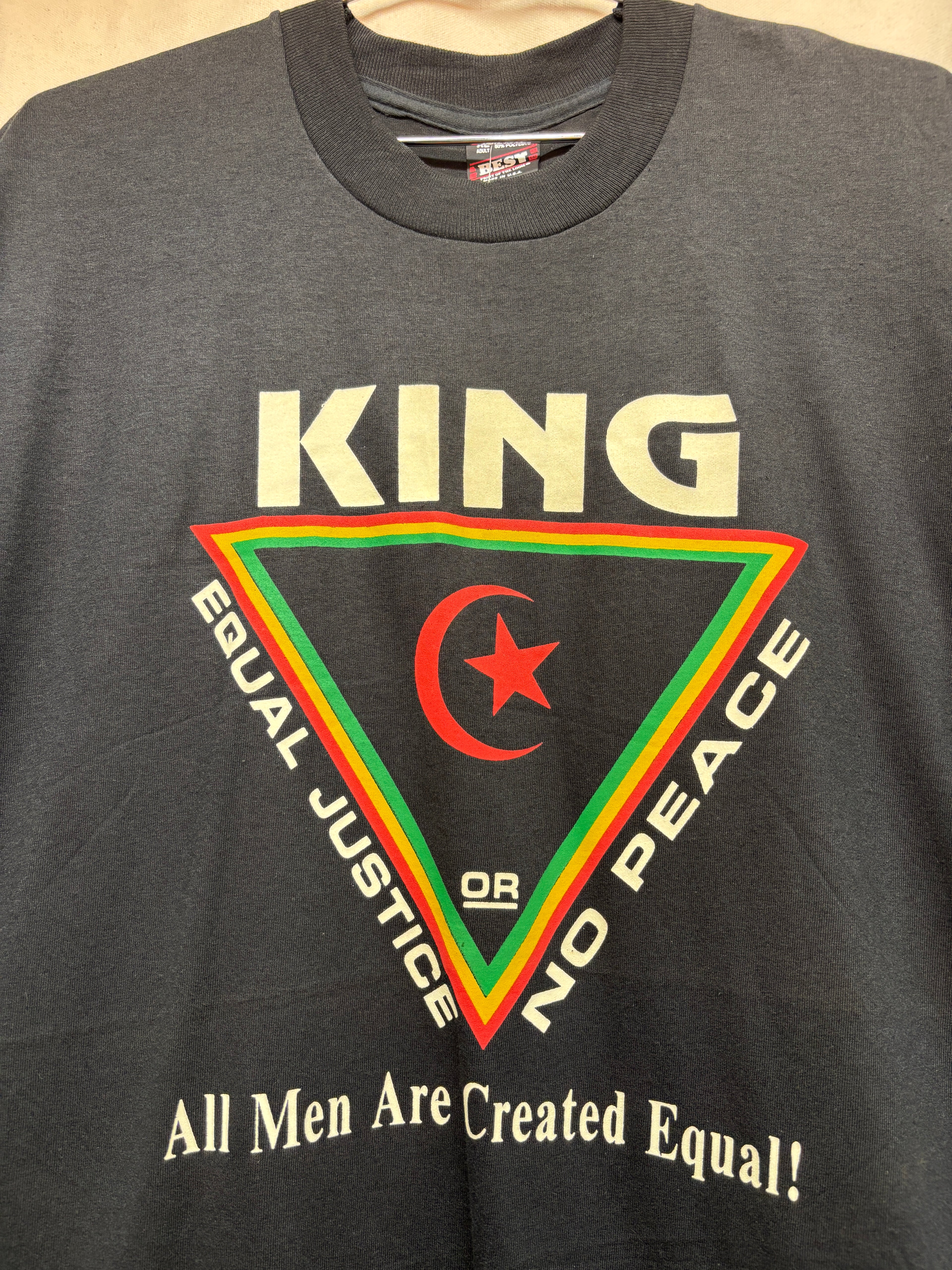 Vtg Equal Rights Black Israelites King Fraternity Political Justice T-Shirt: XL