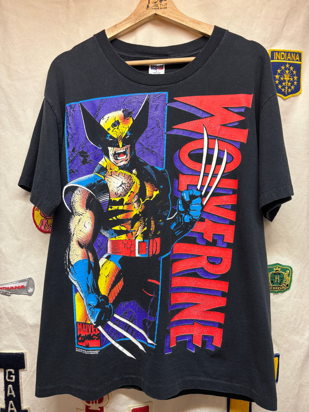 Vtg Wolverine Marvel Comics Big Print T-Shirt: L