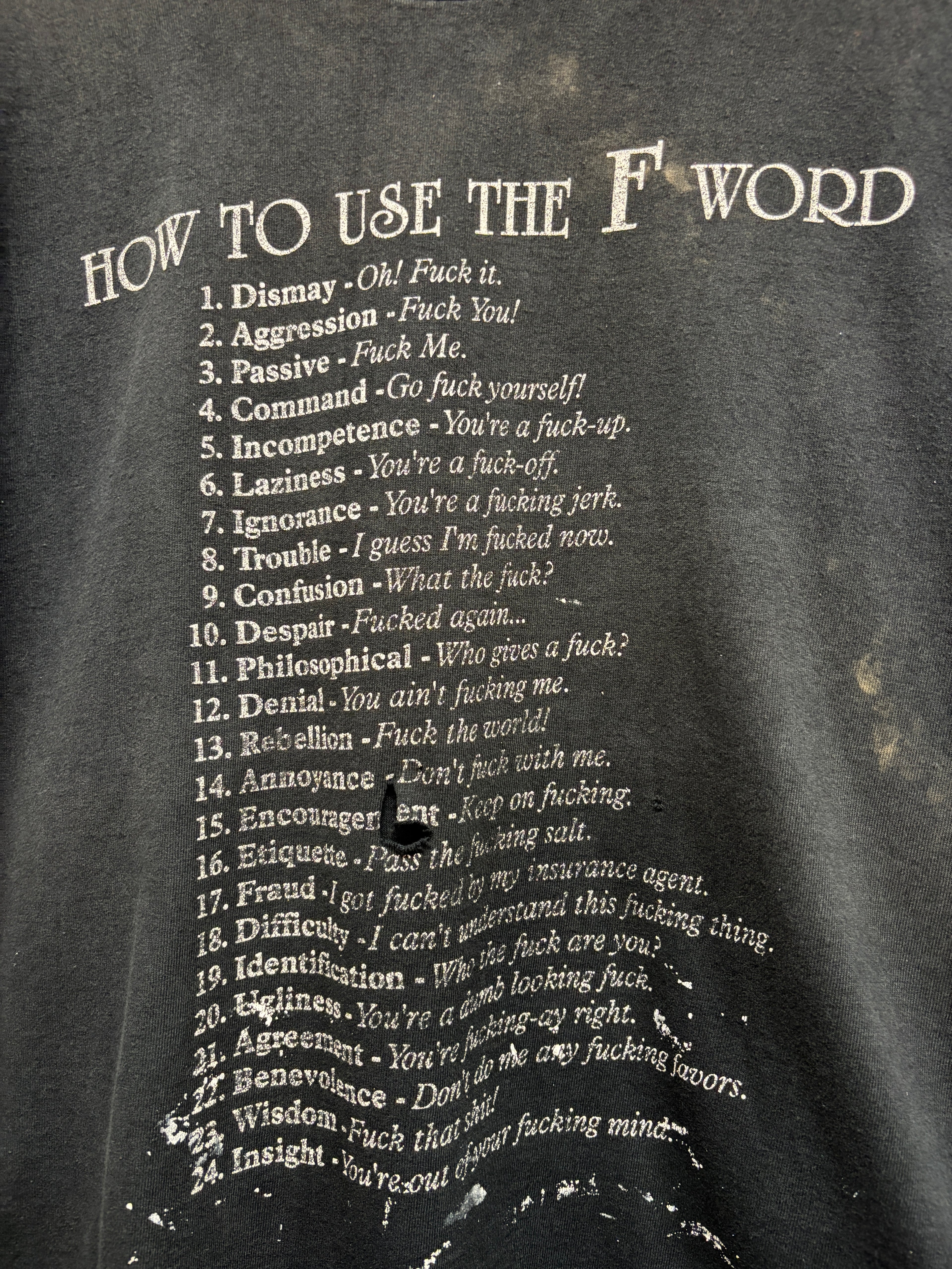 Vtg How to use the "F" Word funny humor T-Shirt: XL